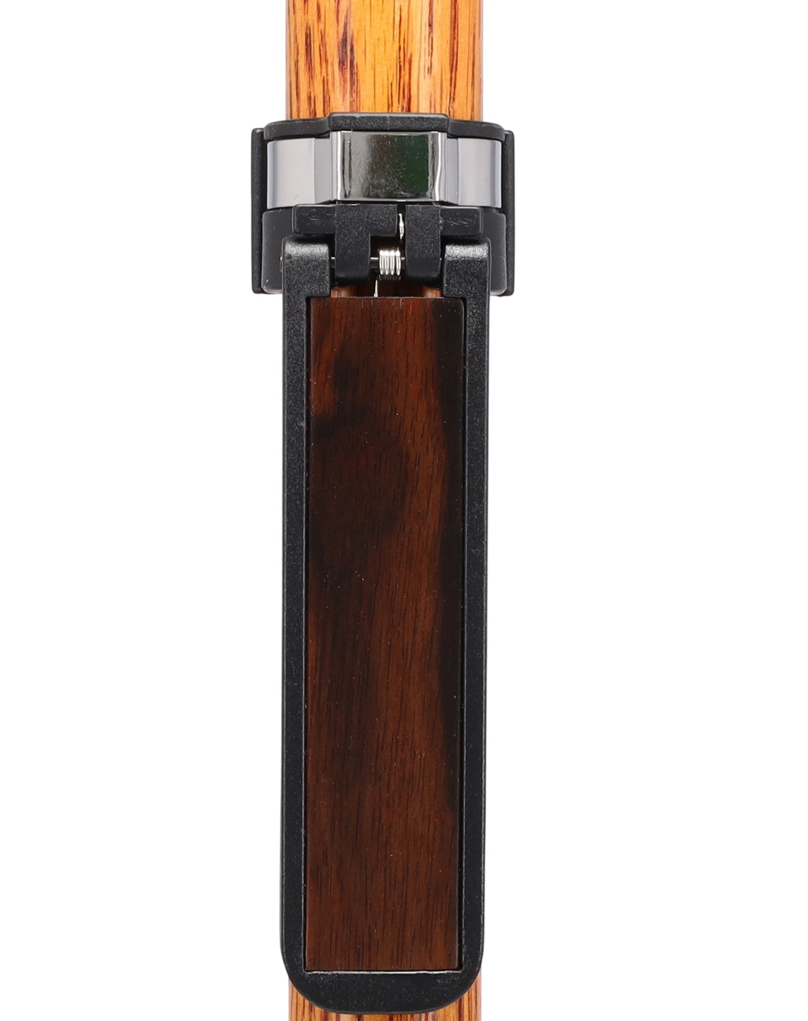 Auto Flip-Up Ebony Wood Cane Holder: Easy Store-Away Design