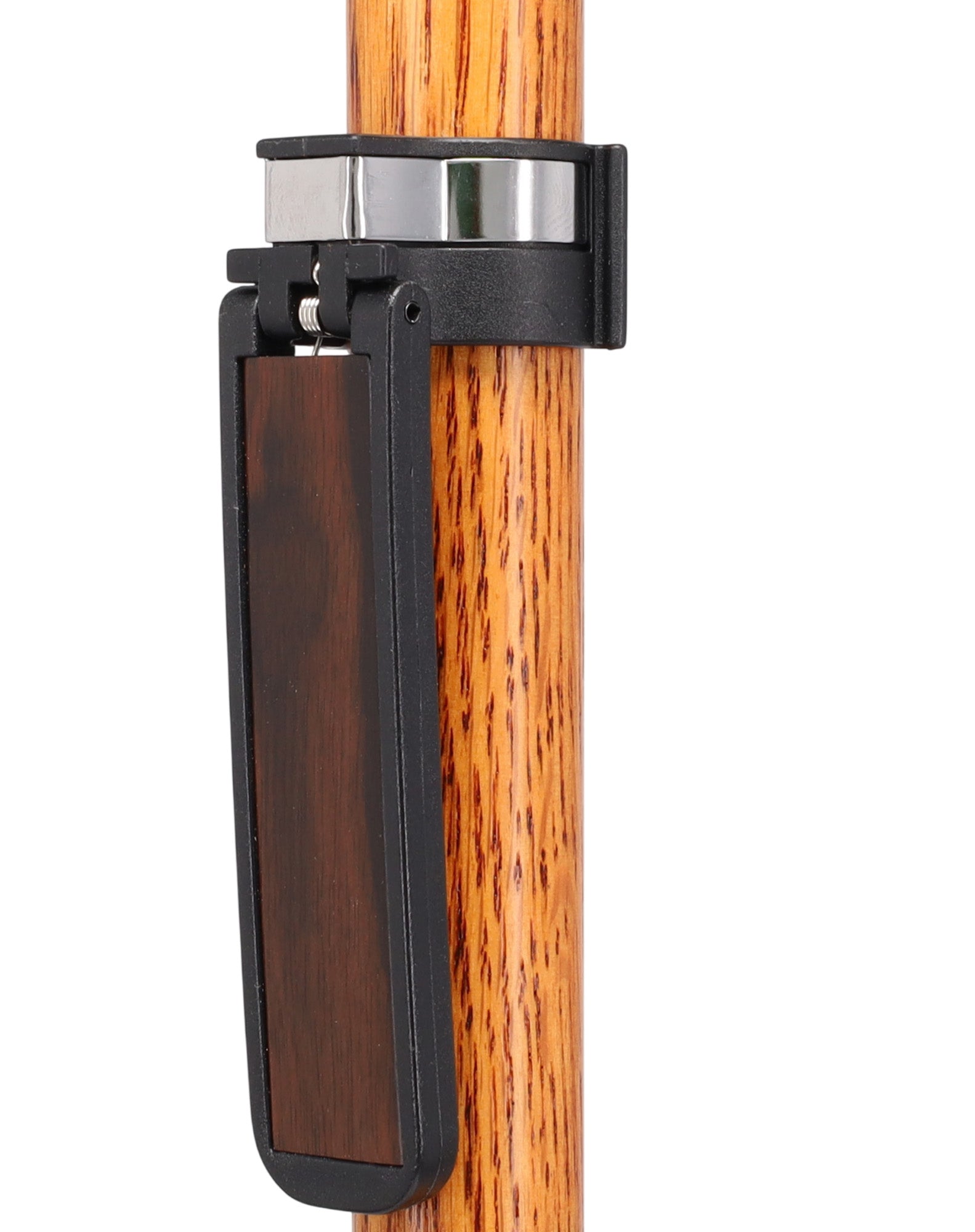 Auto Flip-Up Ebony Wood Cane Holder: Easy Store-Away Design