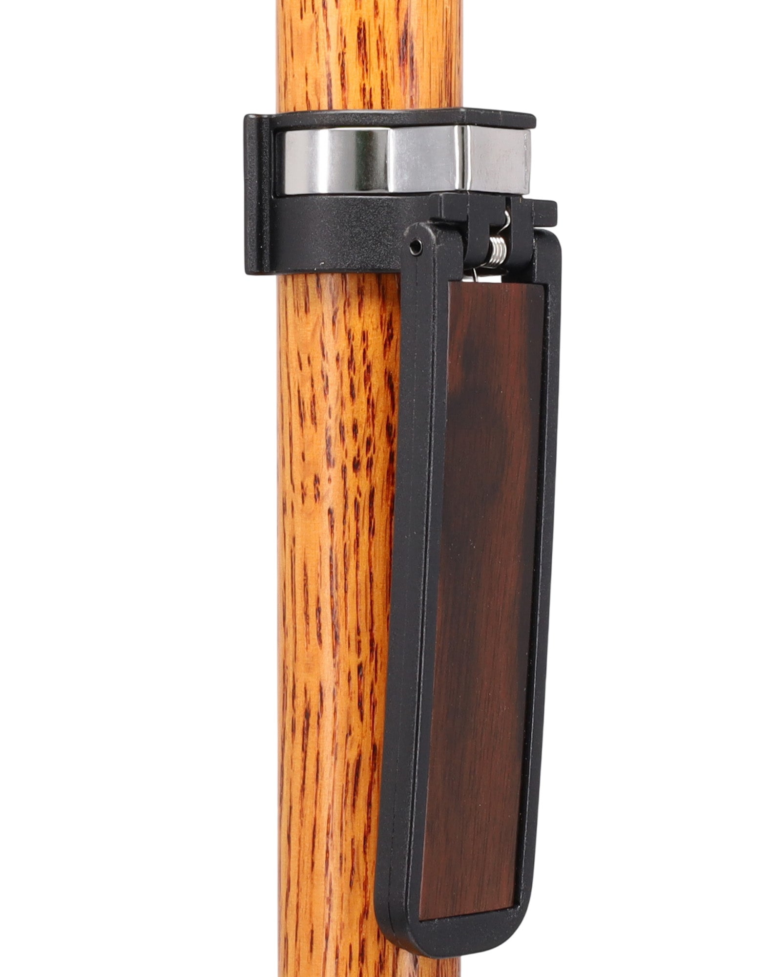 Auto Flip-Up Ebony Wood Cane Holder: Easy Store-Away Design