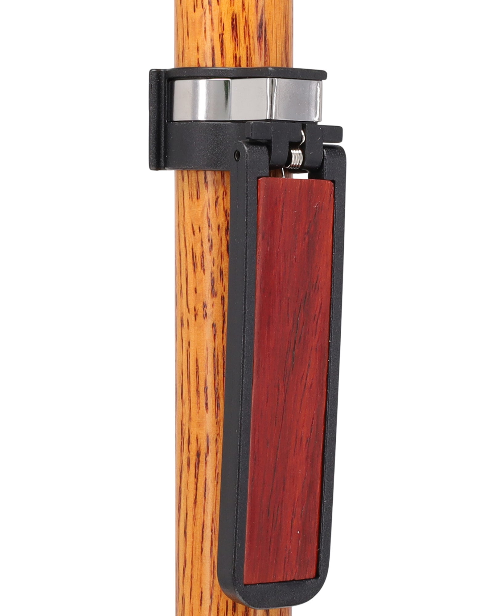 Auto Flip-Up Padauk Wood Cane Holder: Easy Store-Away Design