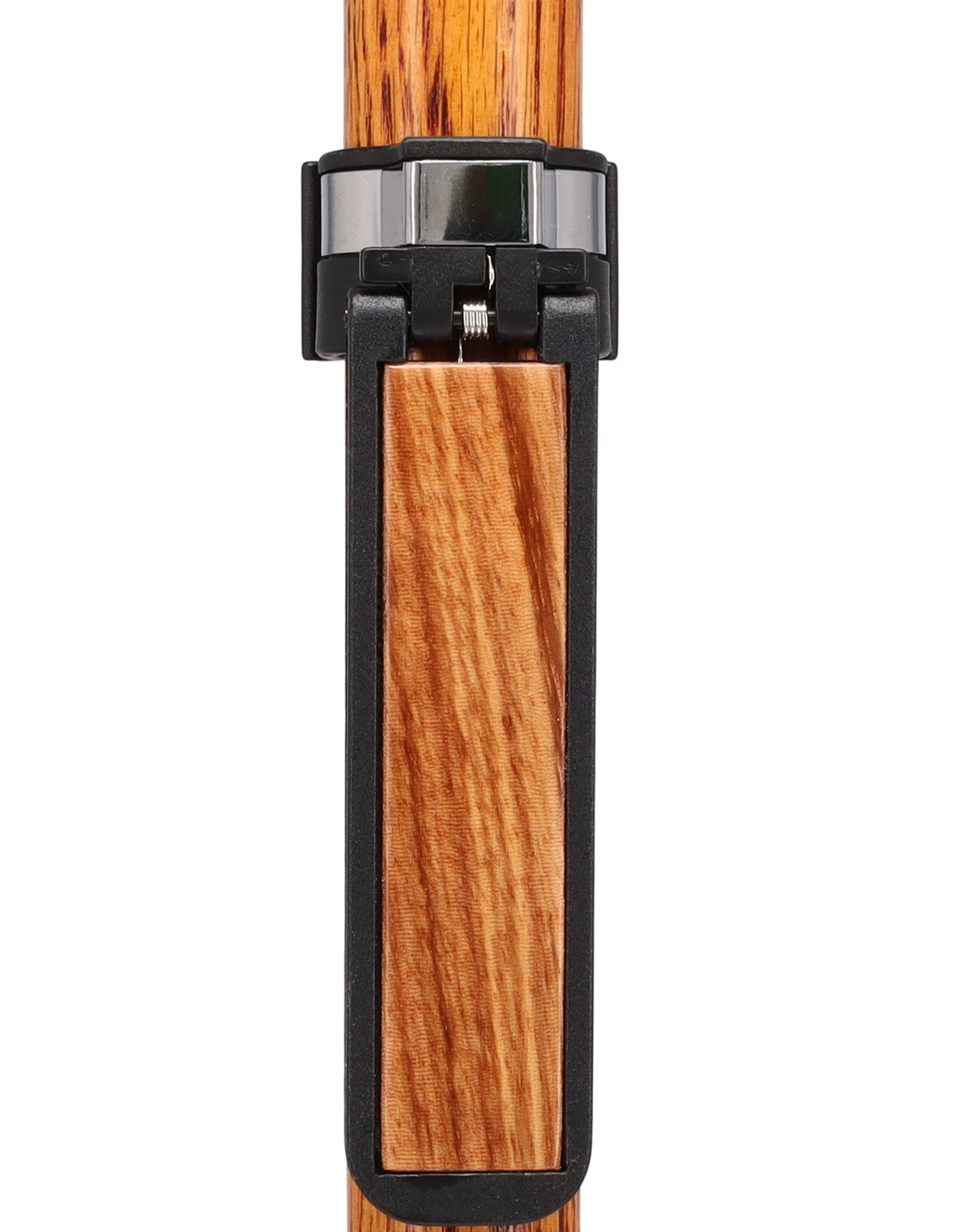 Auto Flip-Up Zebrano Wood Cane Holder: Easy Store-Away Design