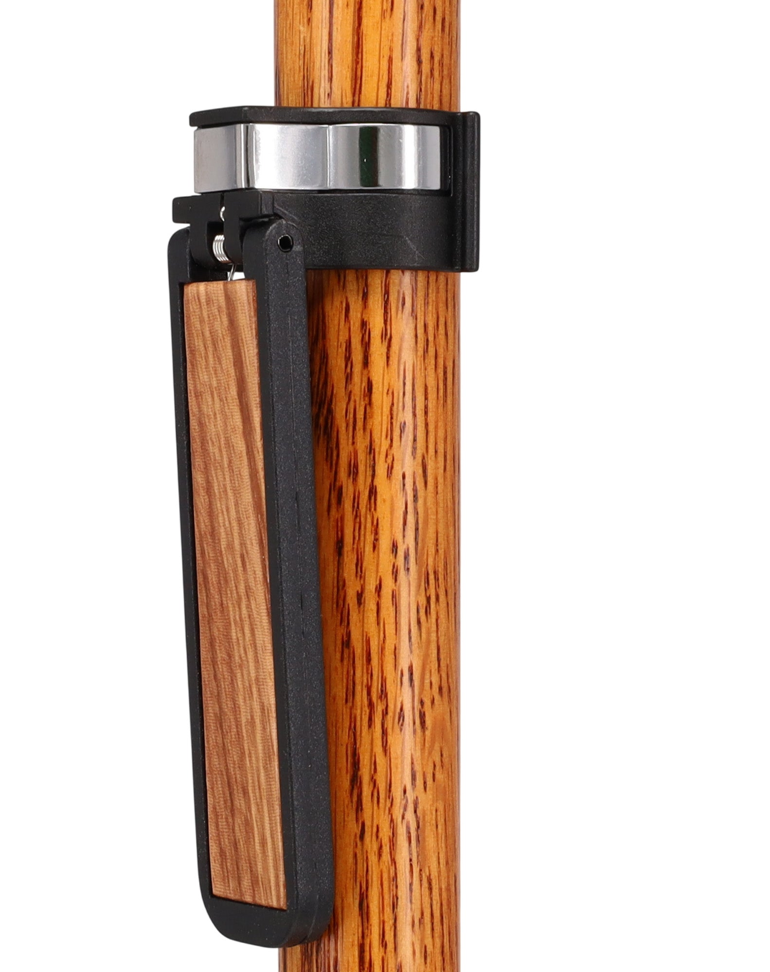 Auto Flip-Up Zebrano Wood Cane Holder: Easy Store-Away Design