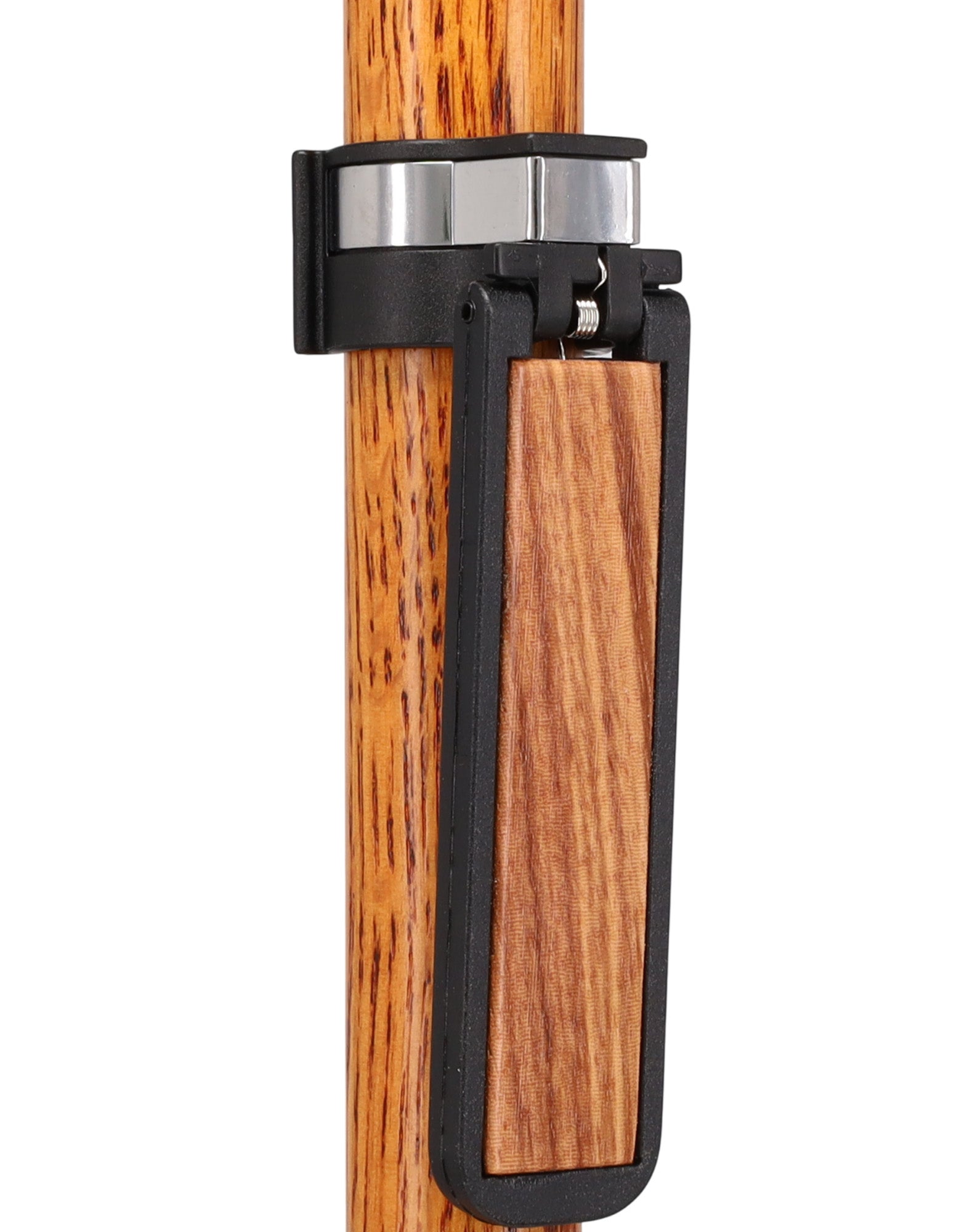 Auto Flip-Up Zebrano Wood Cane Holder: Easy Store-Away Design