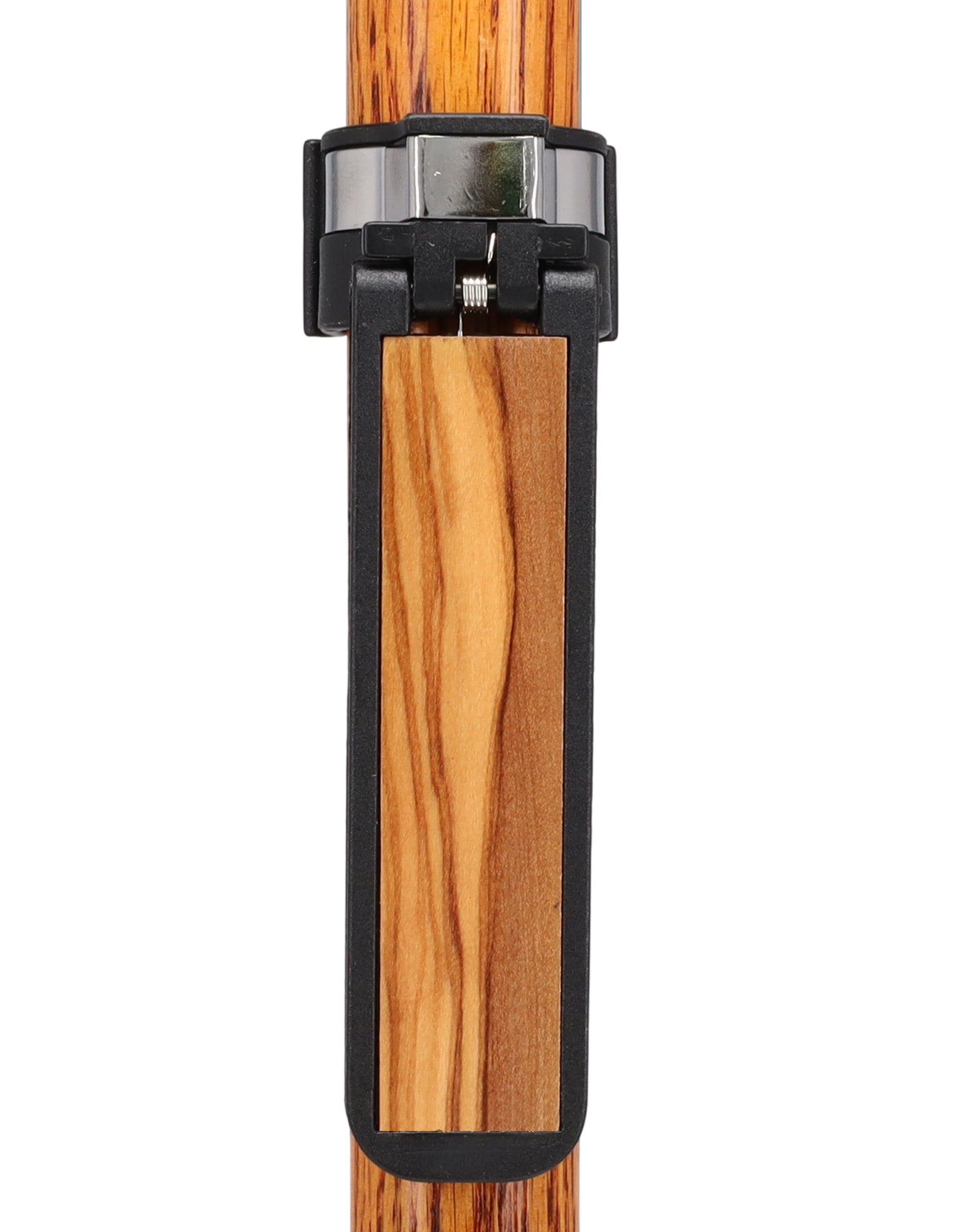 Auto Flip-Up Olive Wood Cane Holder: Easy Store-Away Design