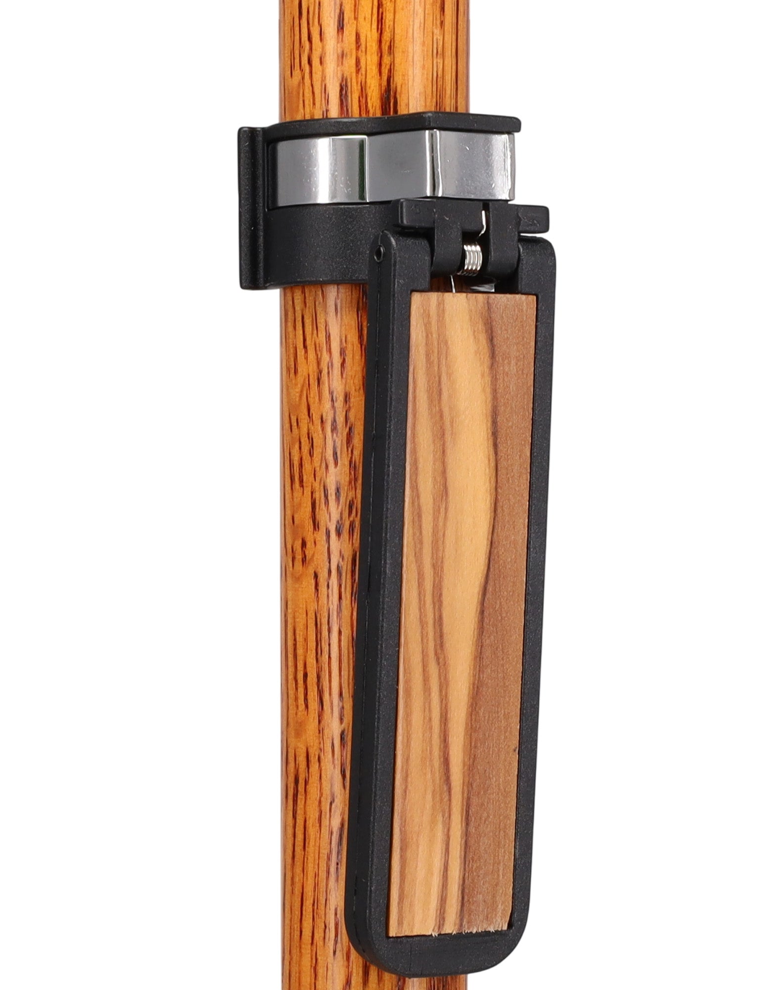 Auto Flip-Up Olive Wood Cane Holder: Easy Store-Away Design