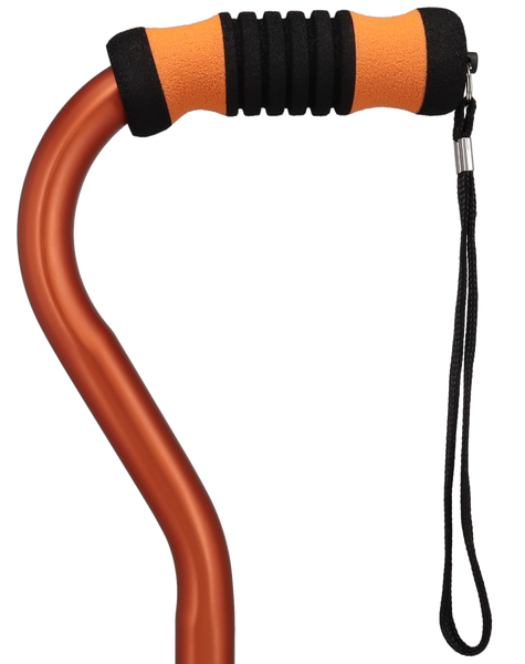 Orange Adjustable Offset Walking Cane w/ Color matching Grip