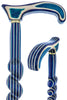 USA-Made Twisted Spiral Cane: Highlander Blue Durable Laminate