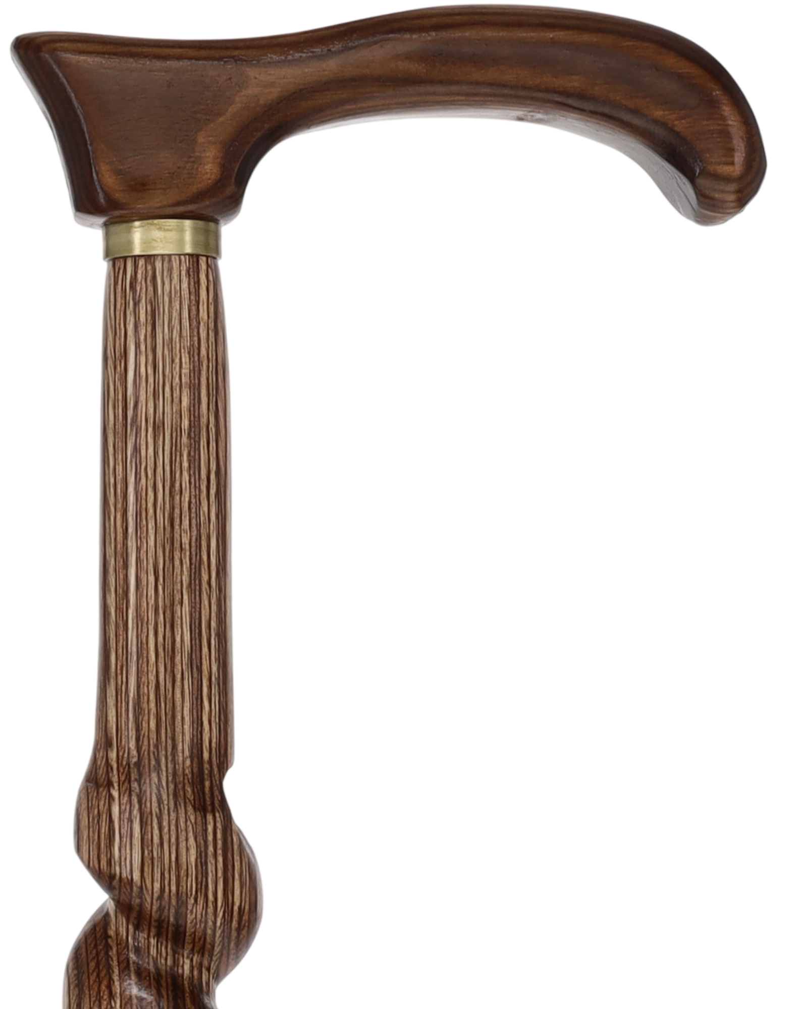 USA-Made Twisted Spiral Cane: Brown Durable Colorwood Laminate