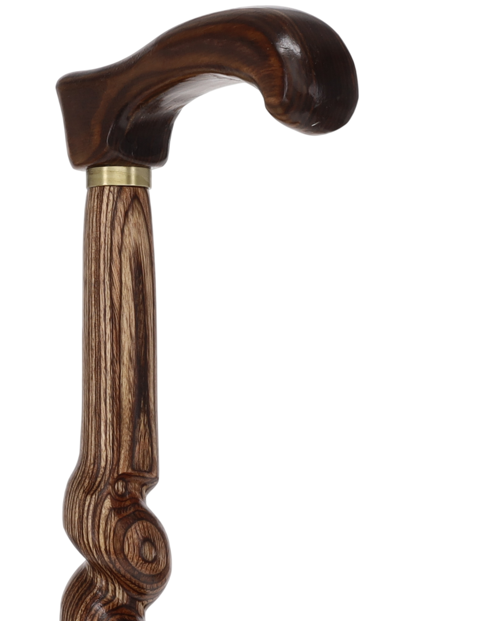 USA-Made Twisted Spiral Cane: Brown Durable Colorwood Laminate