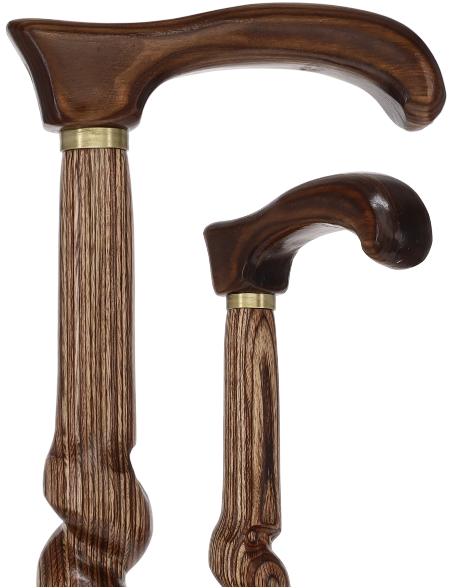 USA-Made Twisted Spiral Cane: Brown Durable Colorwood Laminate