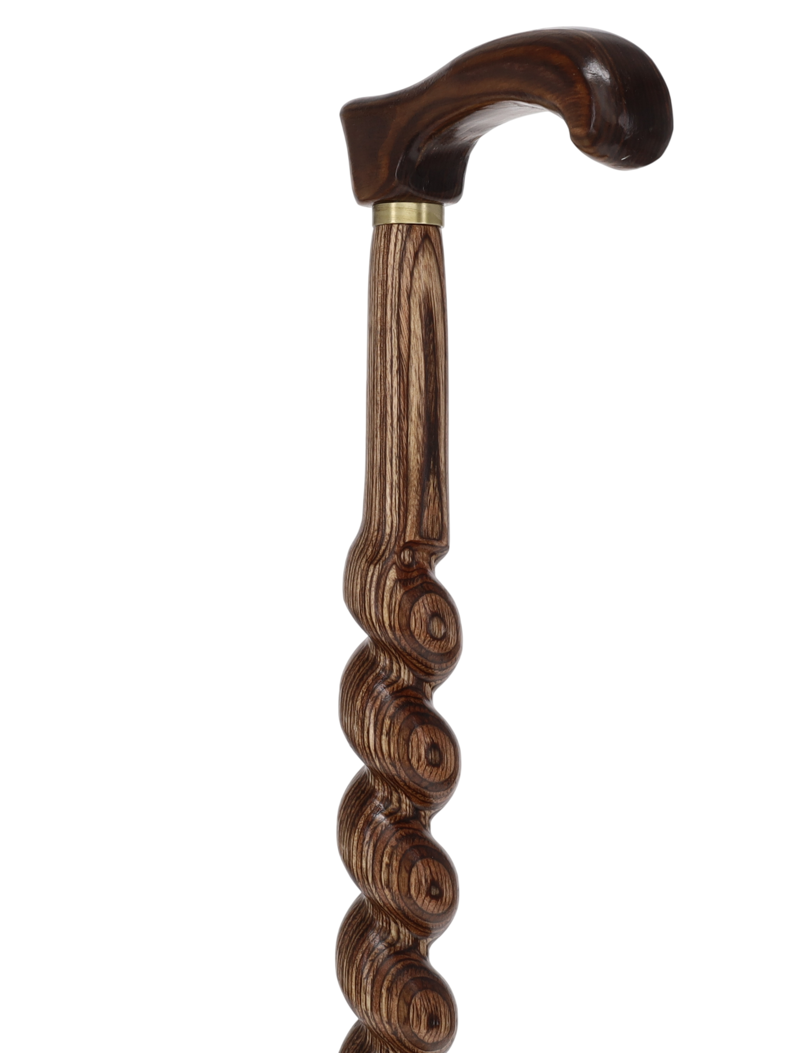 USA-Made Twisted Spiral Cane: Brown Durable Colorwood Laminate