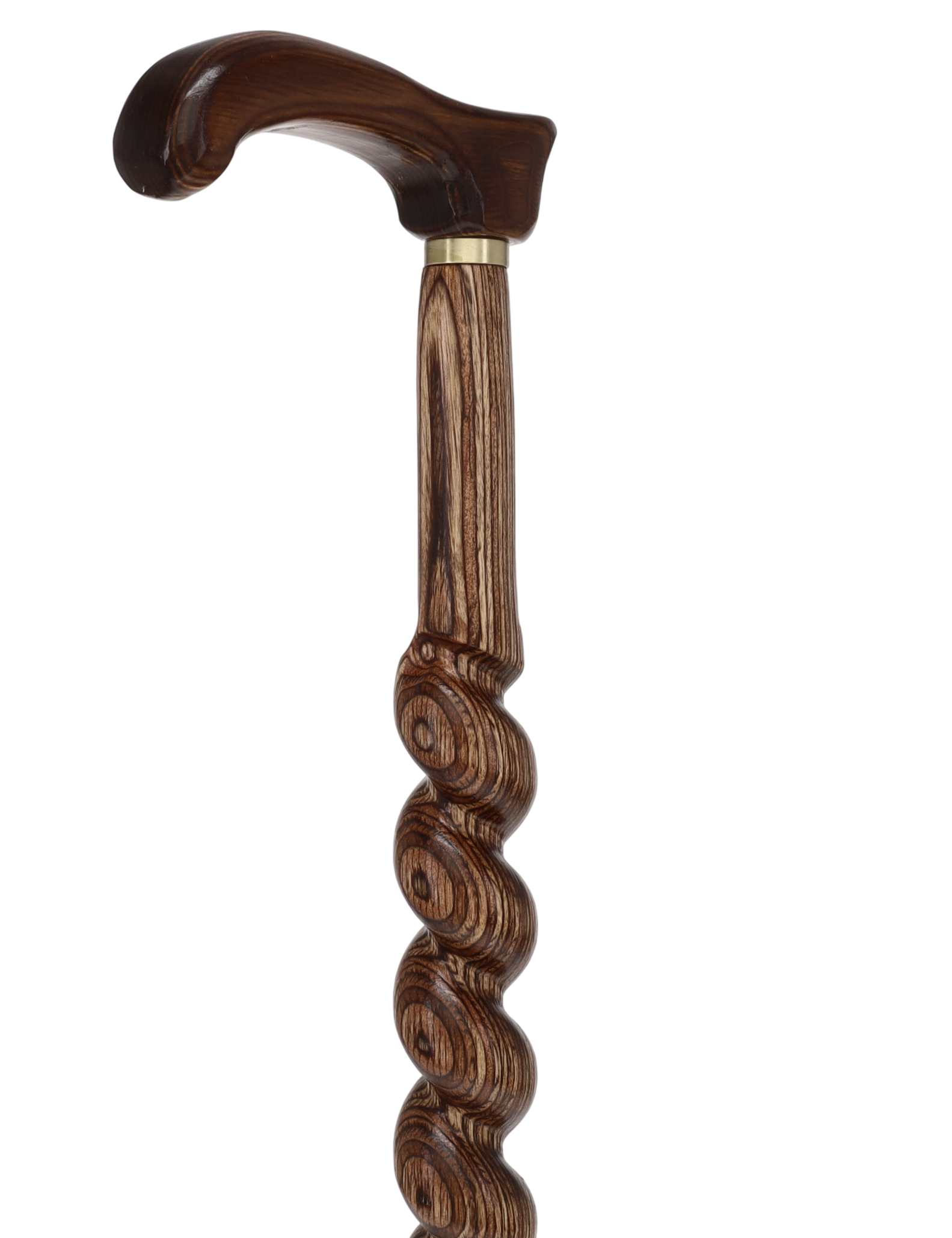 USA-Made Twisted Spiral Cane: Brown Durable Colorwood Laminate