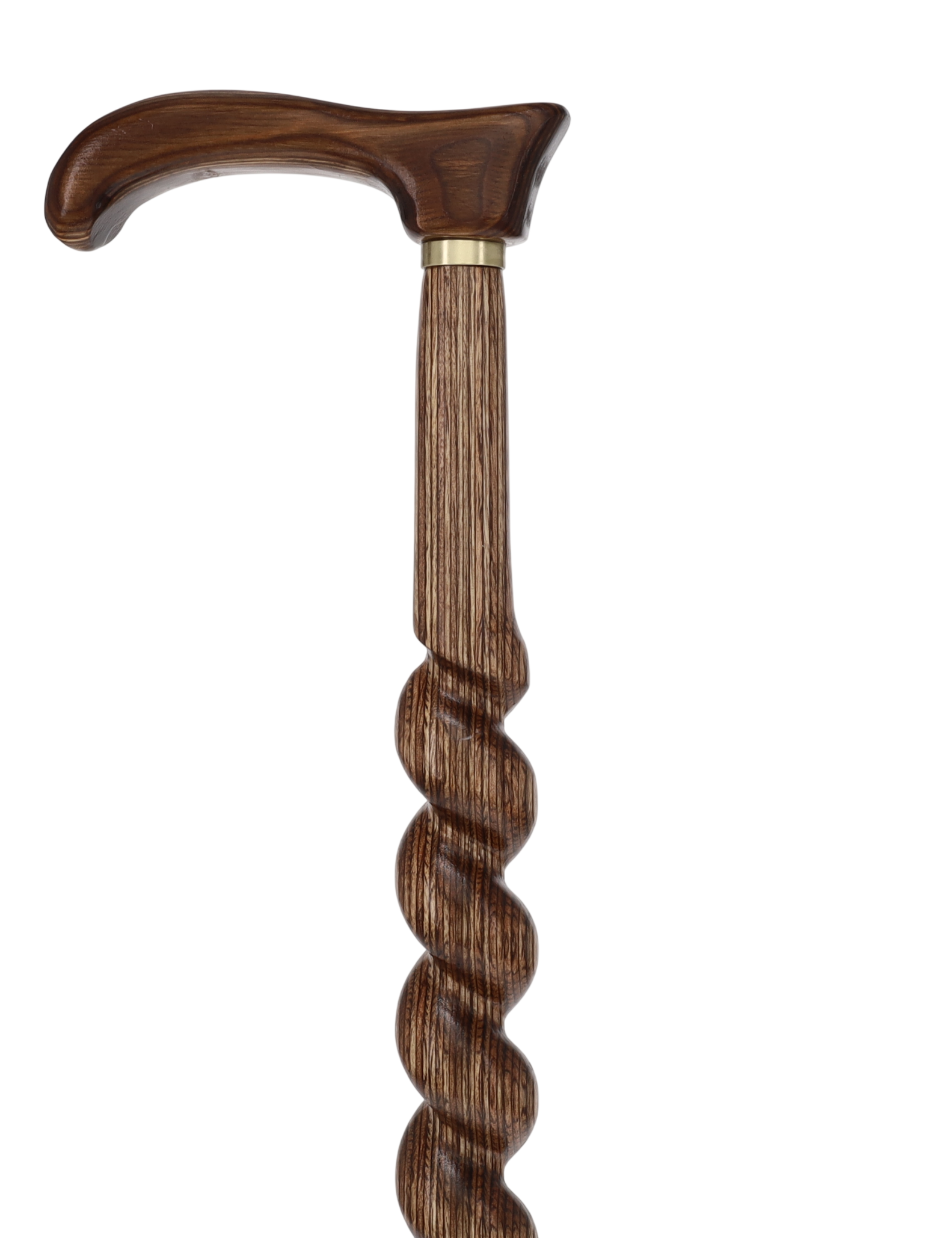 USA-Made Twisted Spiral Cane: Brown Durable Colorwood Laminate
