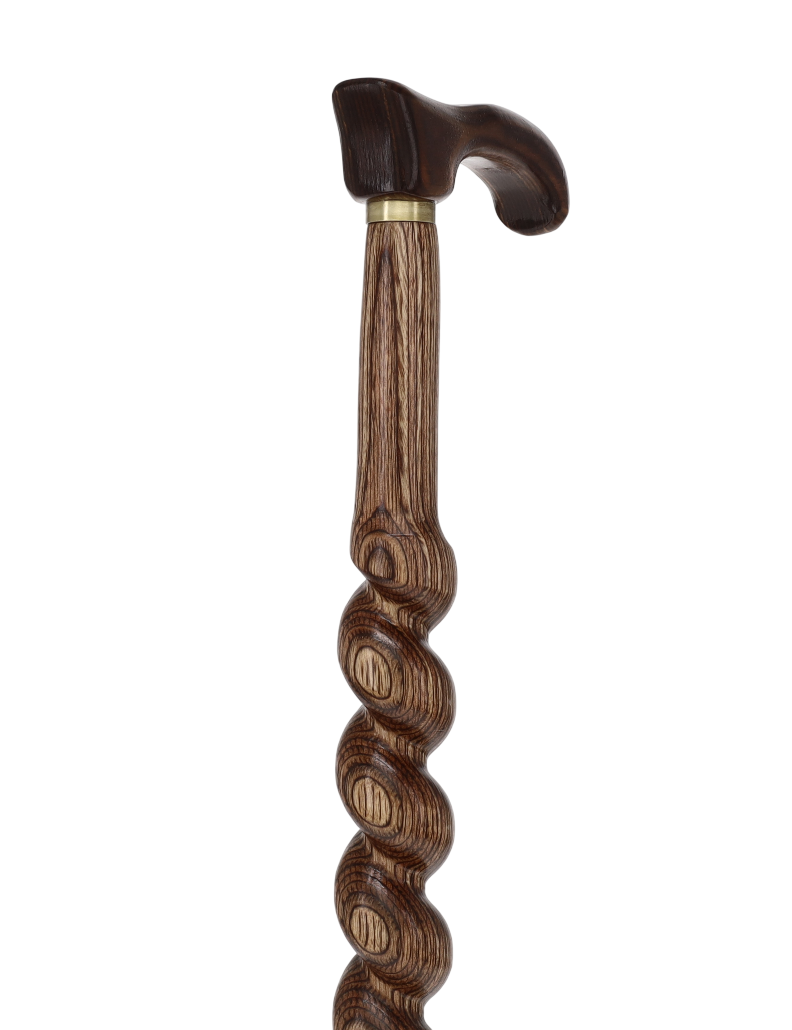 USA-Made Twisted Spiral Cane: Brown Durable Colorwood Laminate