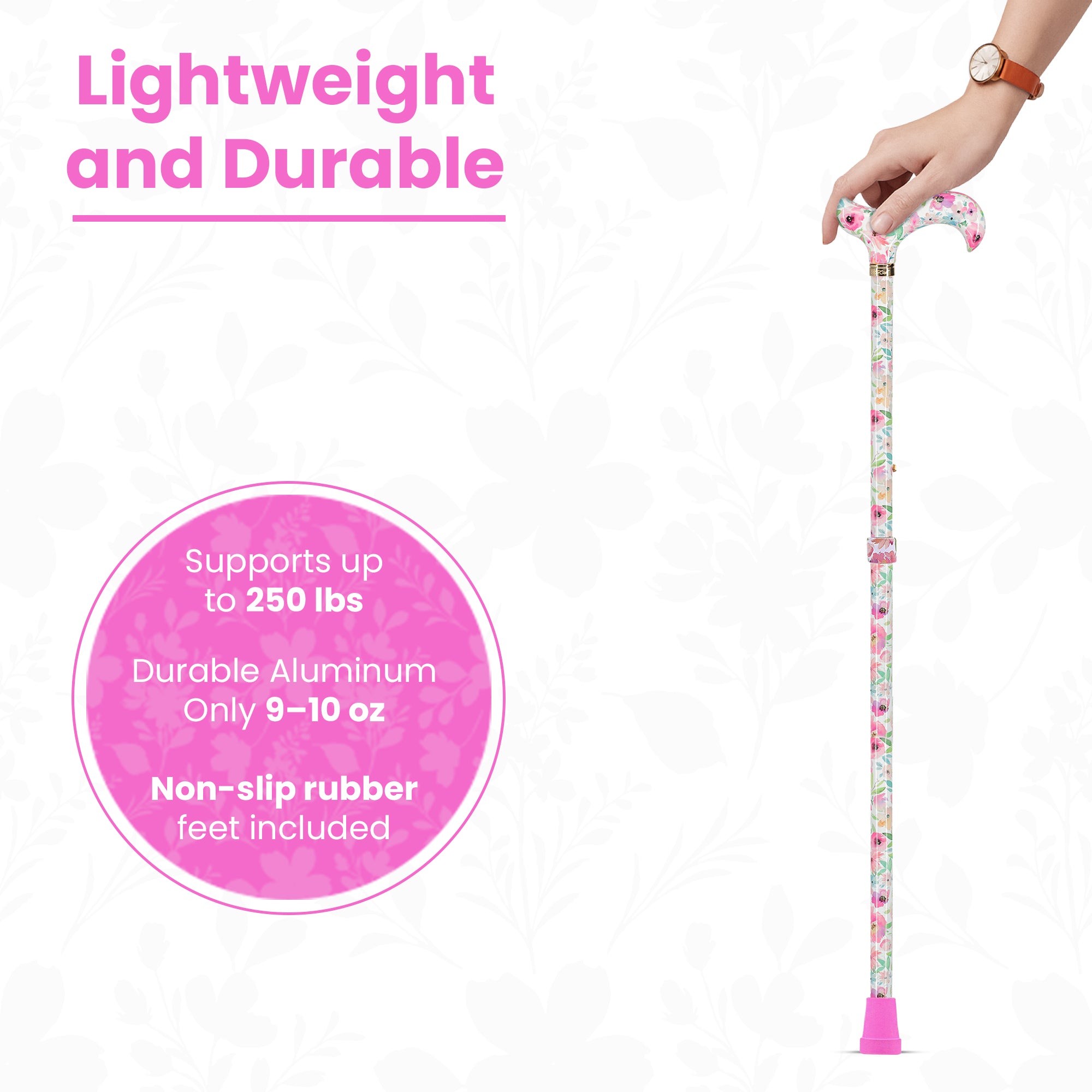 HD Pattern Designer Cane - Matching Handle & Shaft - Durable Adjustable Aluminum
