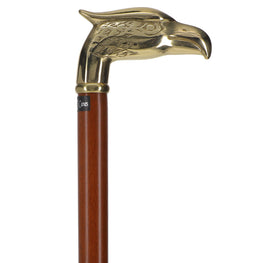 Brass Eagle Handle Walking Cane with Brown Beechwood Shaft