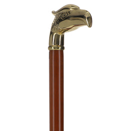 Brass Eagle Handle Walking Cane with Brown Beechwood Shaft