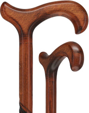 Spiral Carved Walking Cane - Derby Handle, Cherry Stain