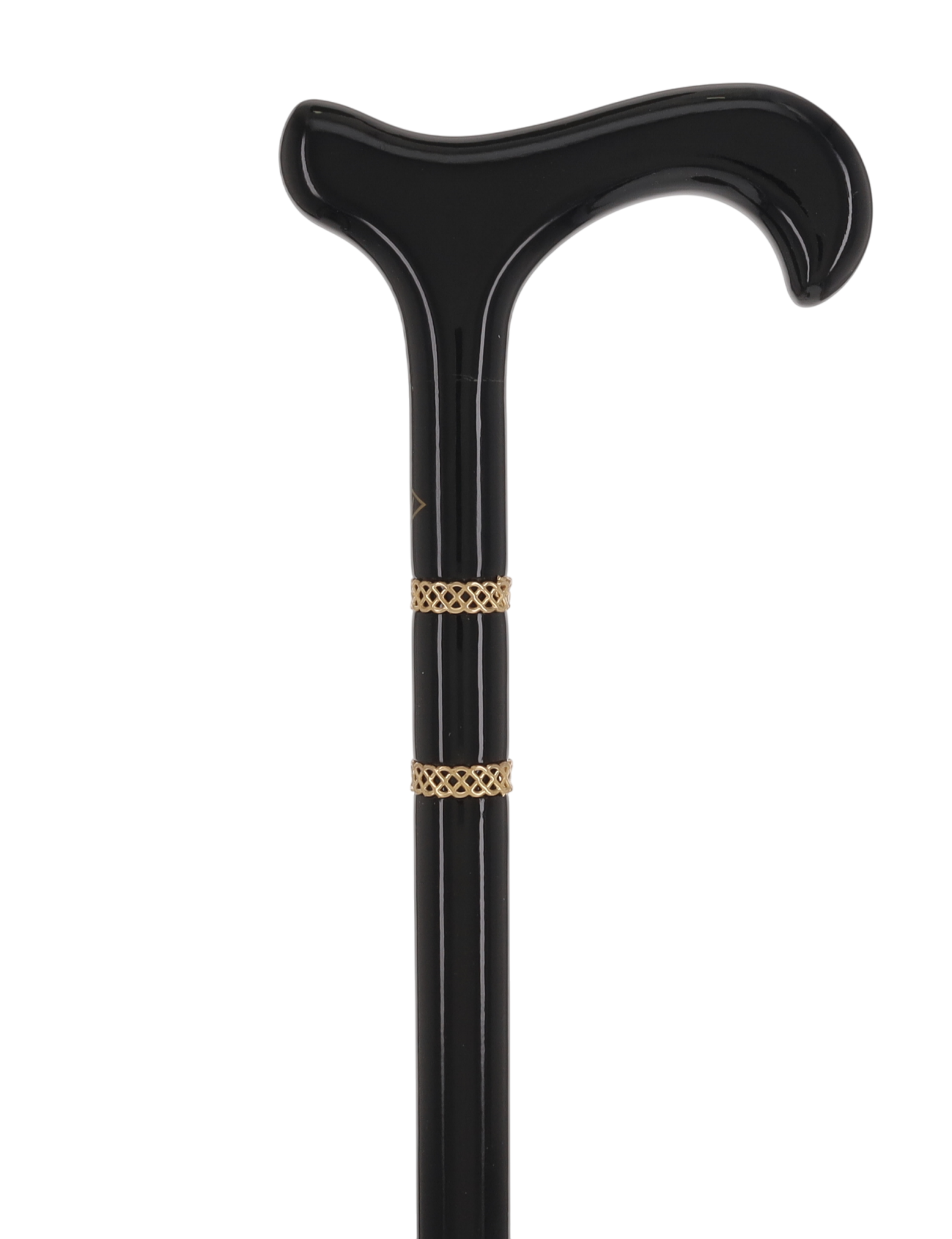 Gold & Black Derby Cane: Braided Design, Double Collar