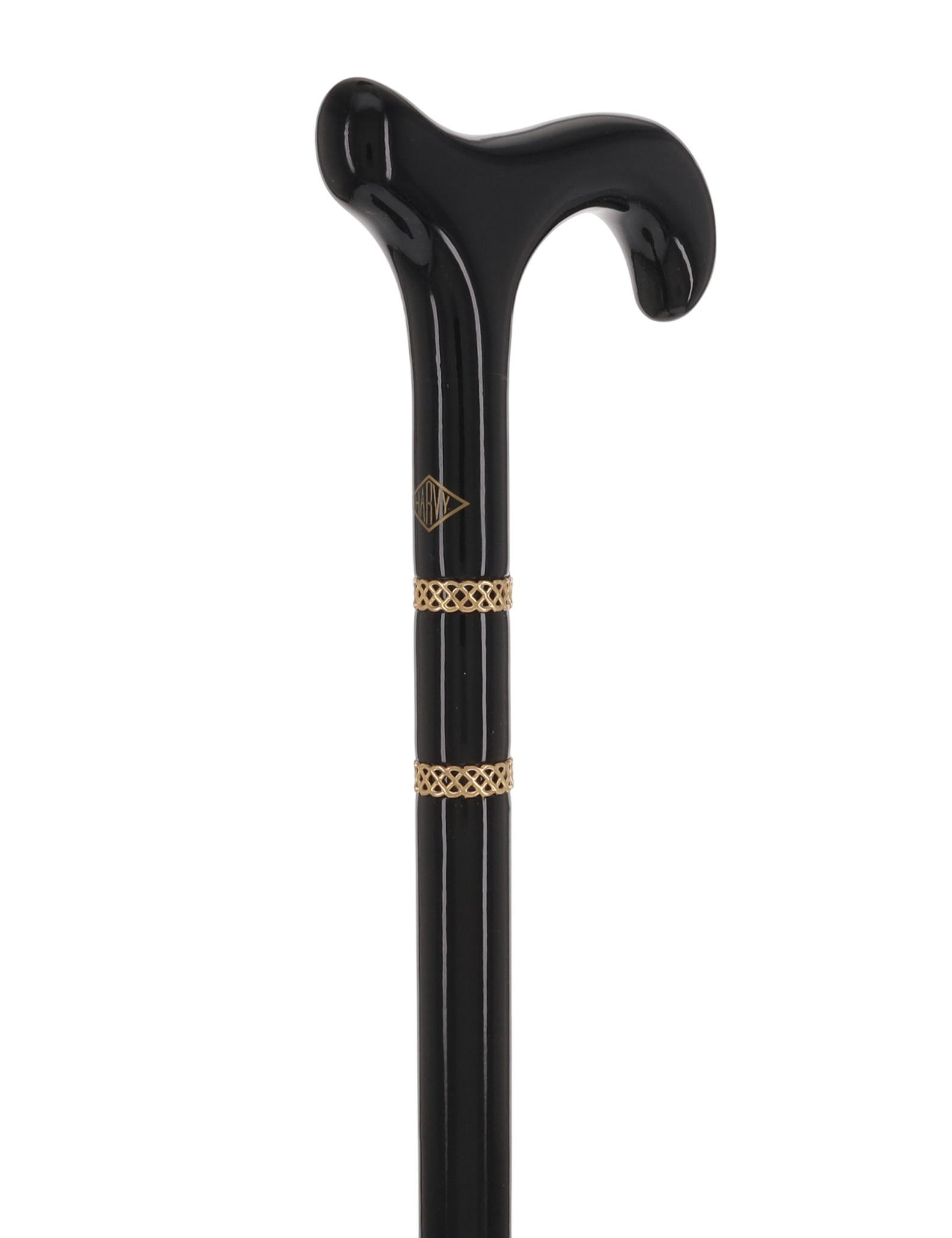 Gold & Black Derby Cane: Braided Design, Double Collar