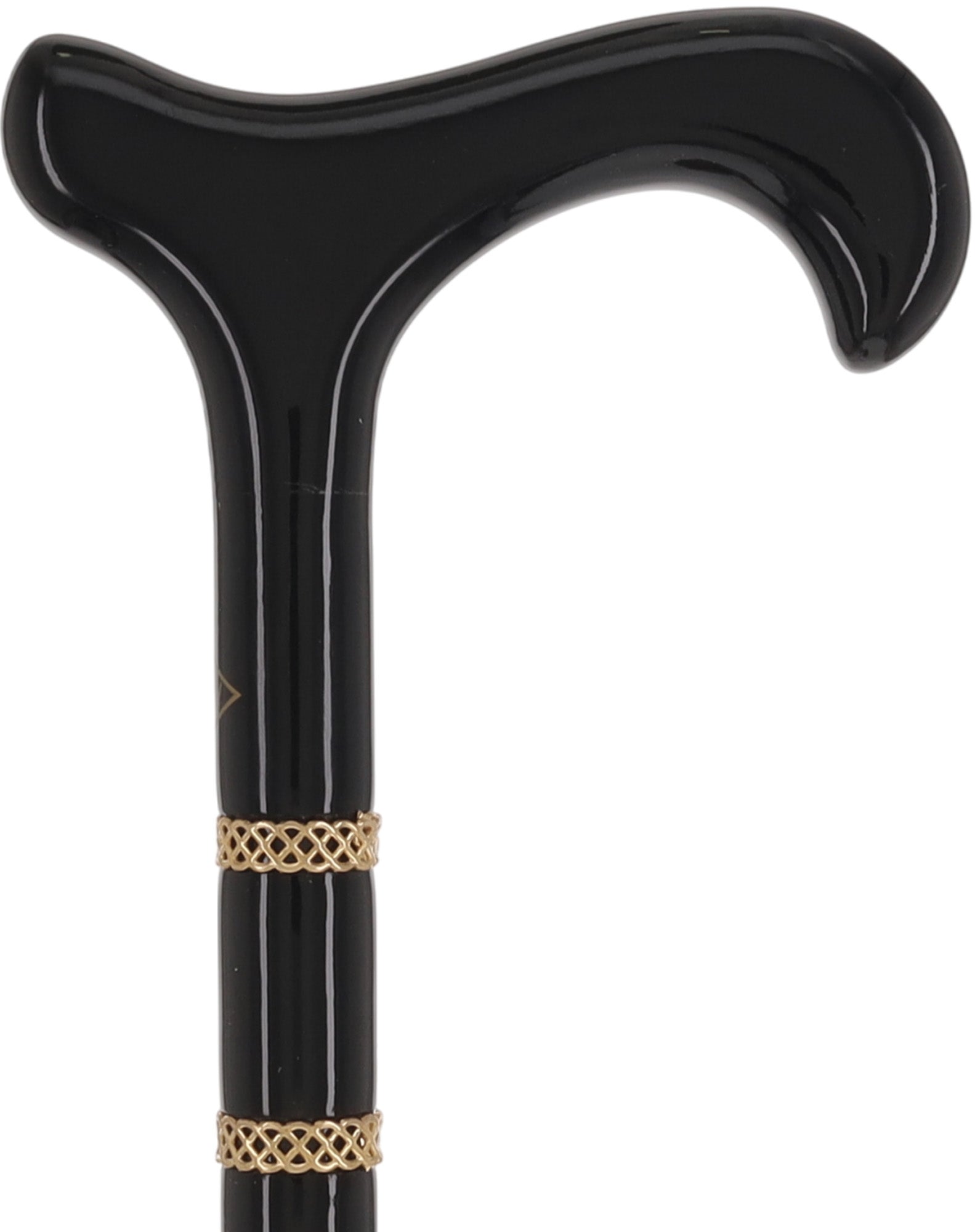 Gold & Black Derby Cane: Braided Design, Double Collar