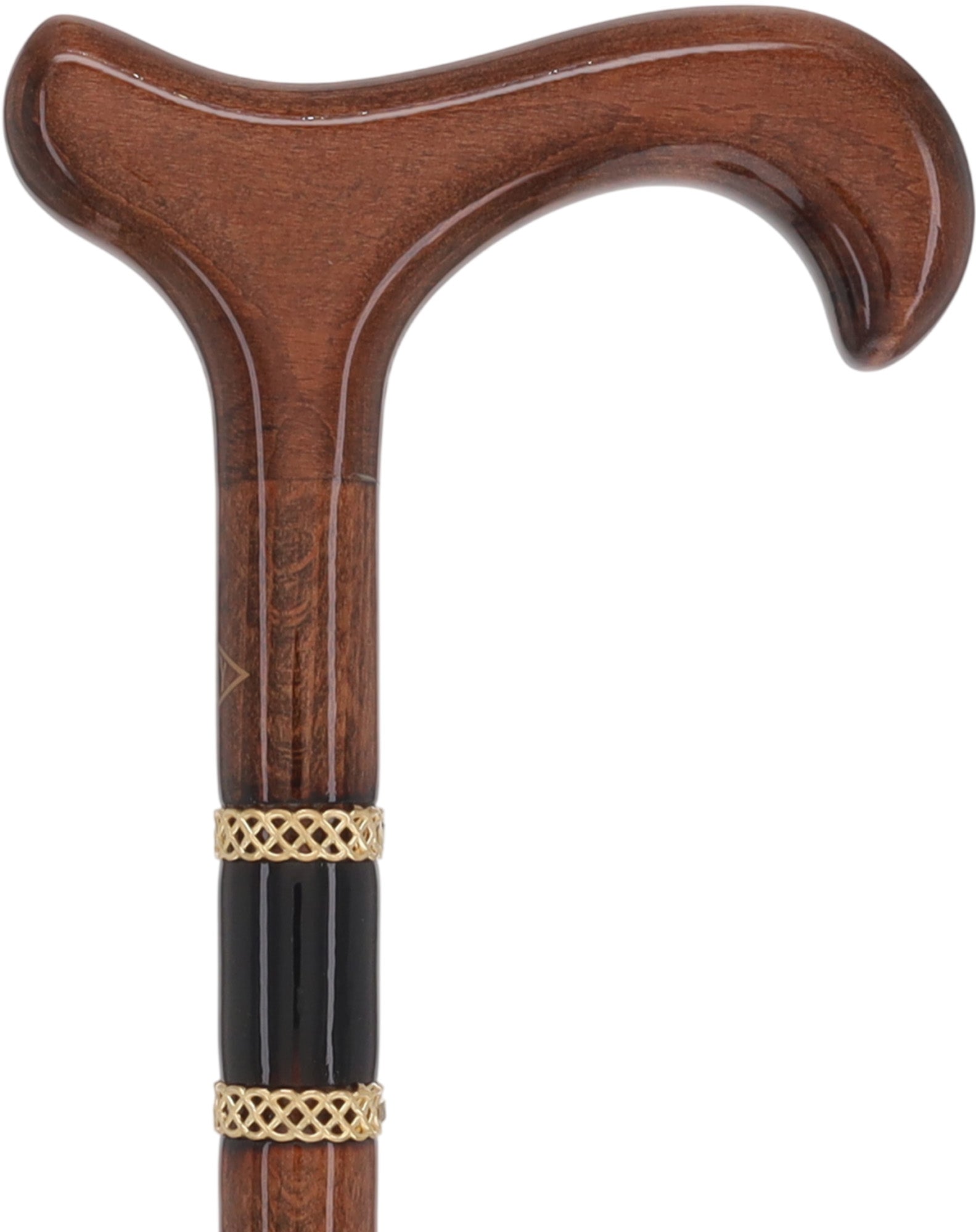 Gold Rings & Walnut Braided Derby Cane: Elegant Design