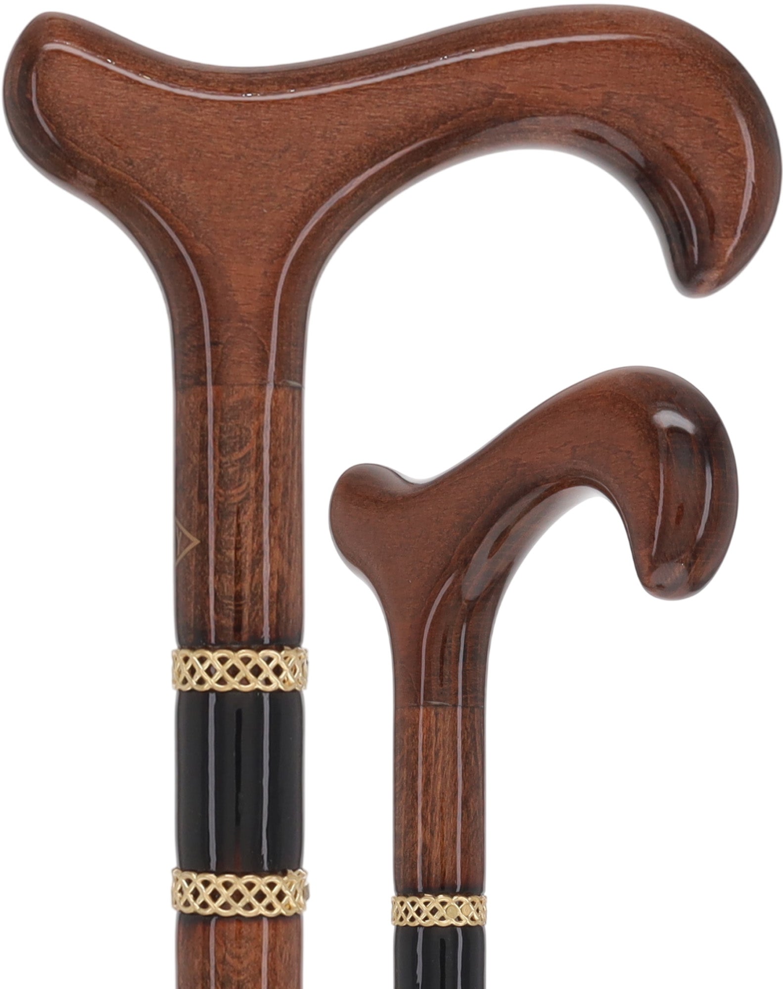 Gold Rings & Walnut Braided Derby Cane: Elegant Design