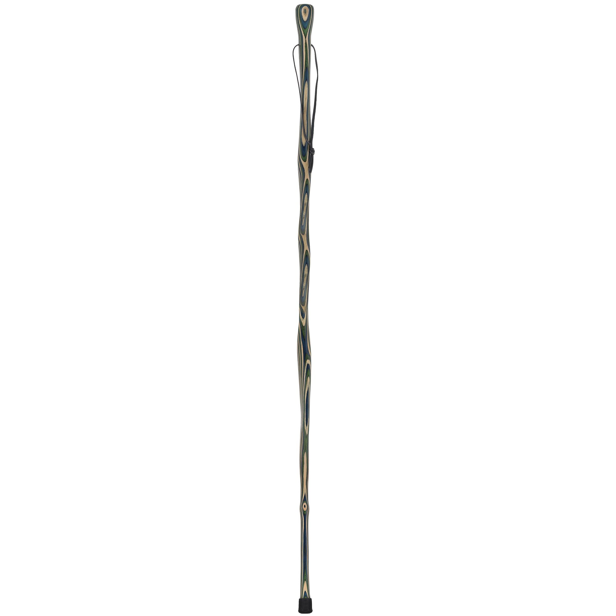 USA-Made Blue/Green/Brown Light Hiking Staff: Maple, Compass