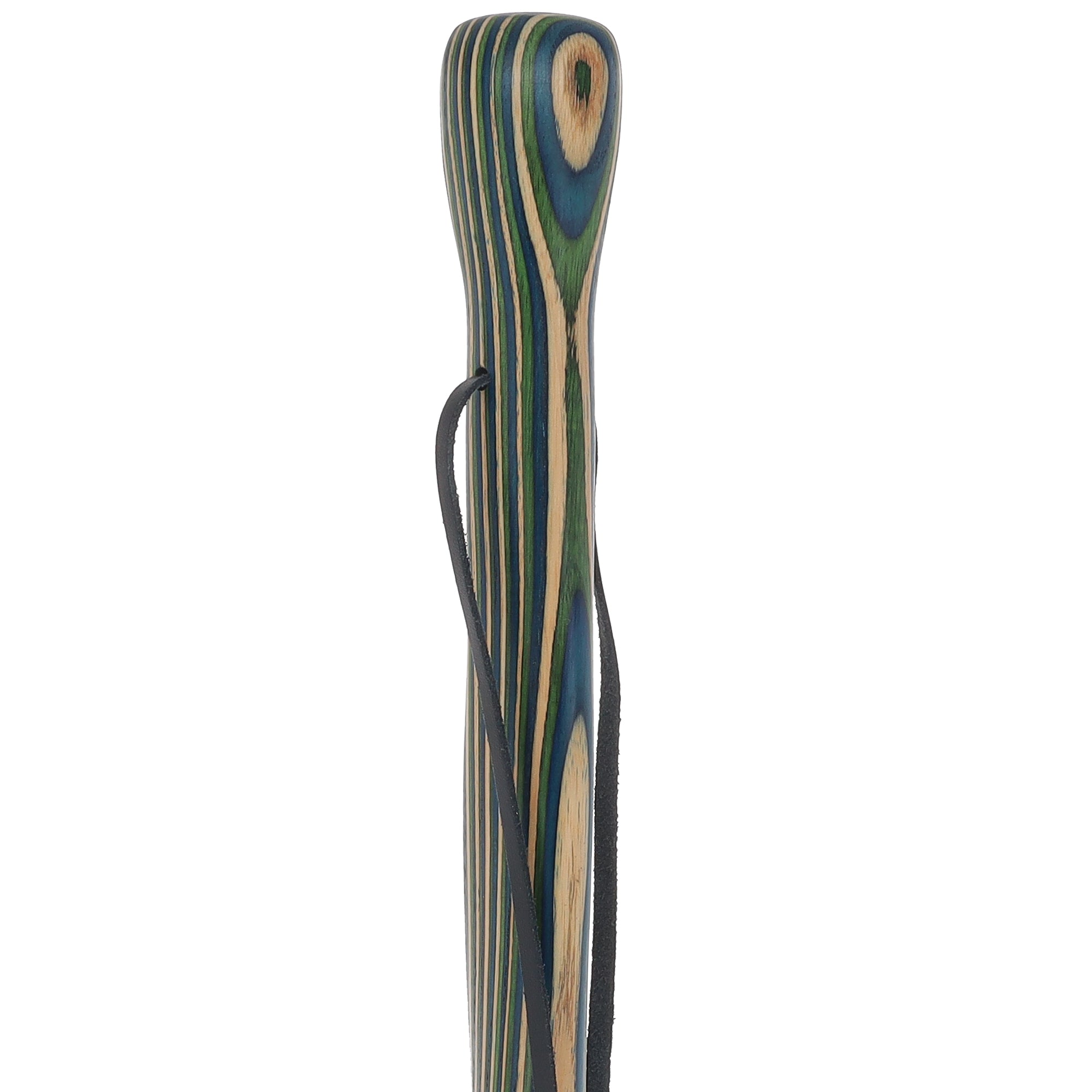 USA-Made Blue/Green/Brown Light Hiking Staff: Maple, Compass