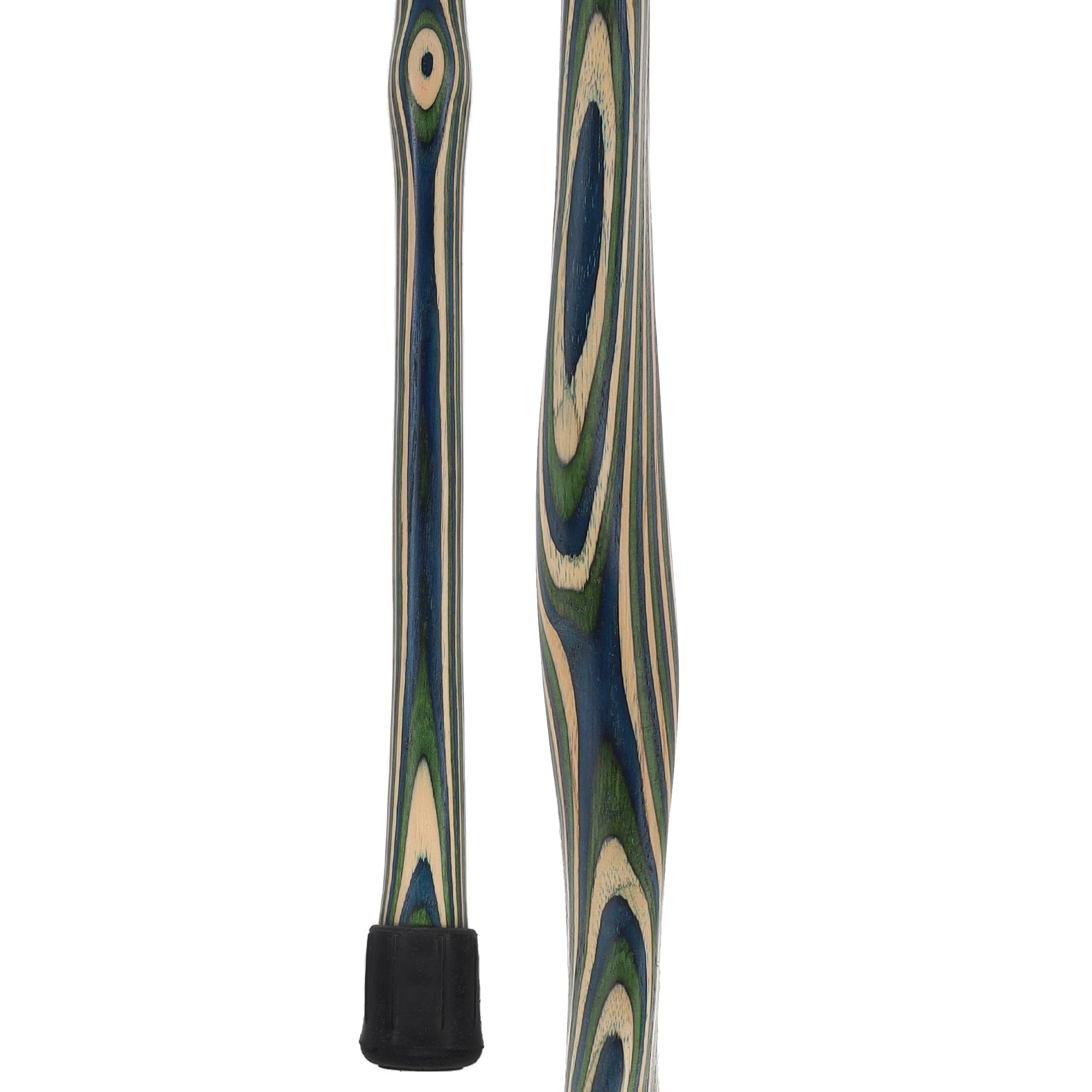 USA-Made Blue/Green/Brown Light Hiking Staff: Maple, Compass