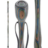 USA-Made Dark Blue/Green/Brown Hiking Staff: Birch, Compass