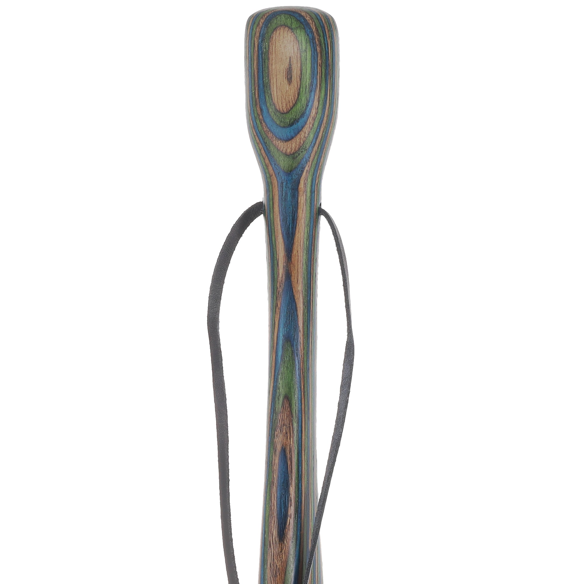 USA-Made Dark Blue/Green/Brown Hiking Staff: Birch, Compass