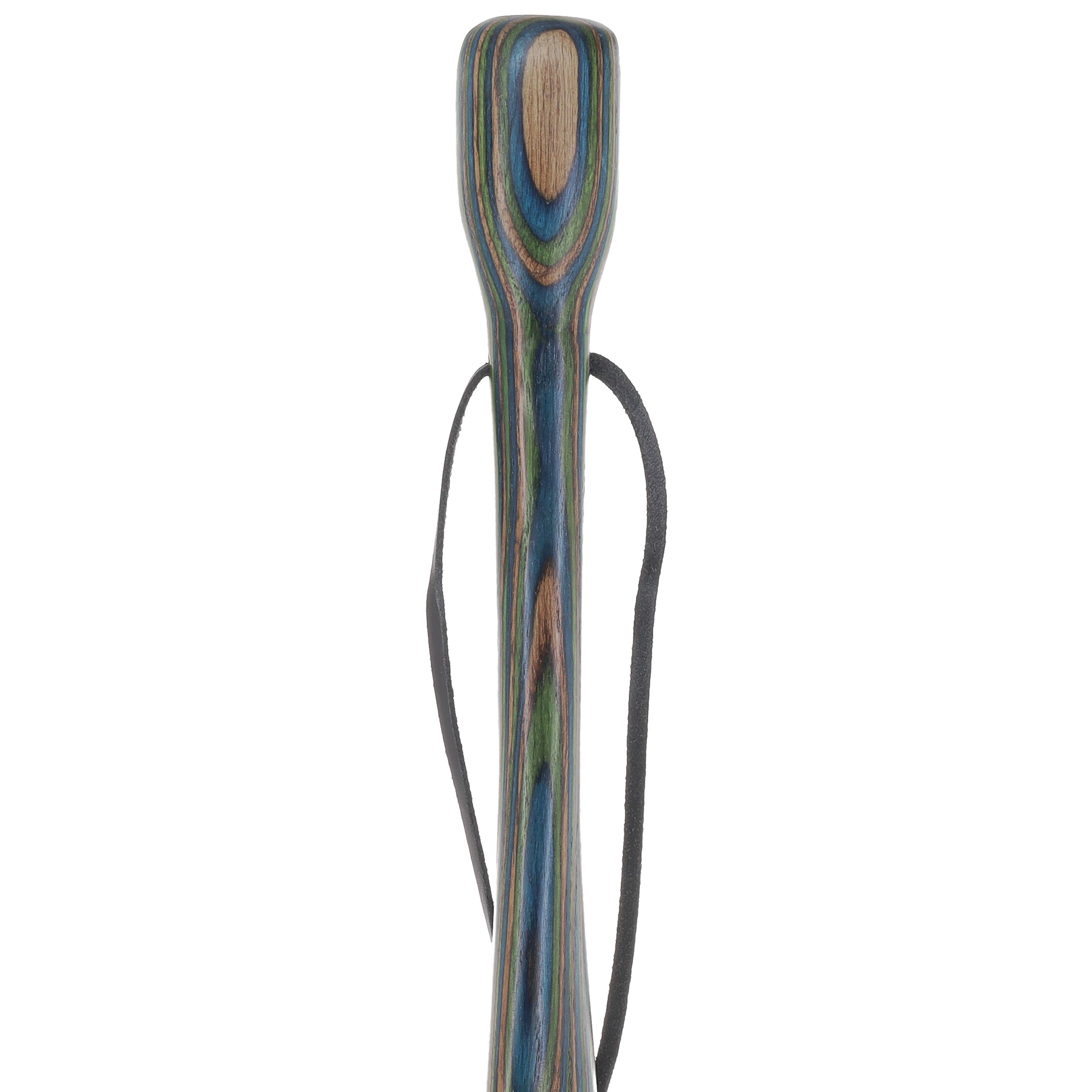 USA-Made Dark Blue/Green/Brown Hiking Staff: Birch, Compass