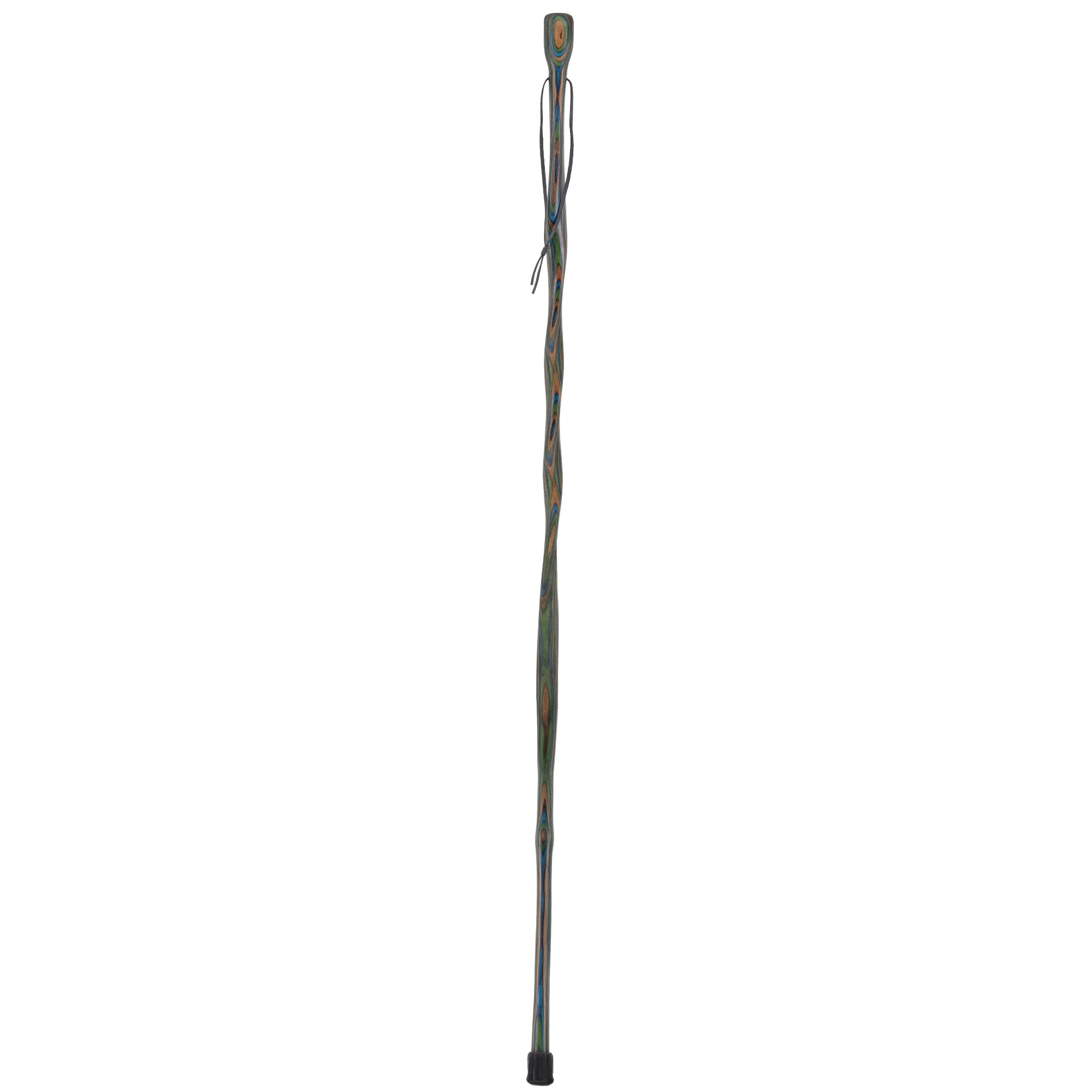USA-Made Dark Blue/Green/Brown Hiking Staff: Birch, Compass