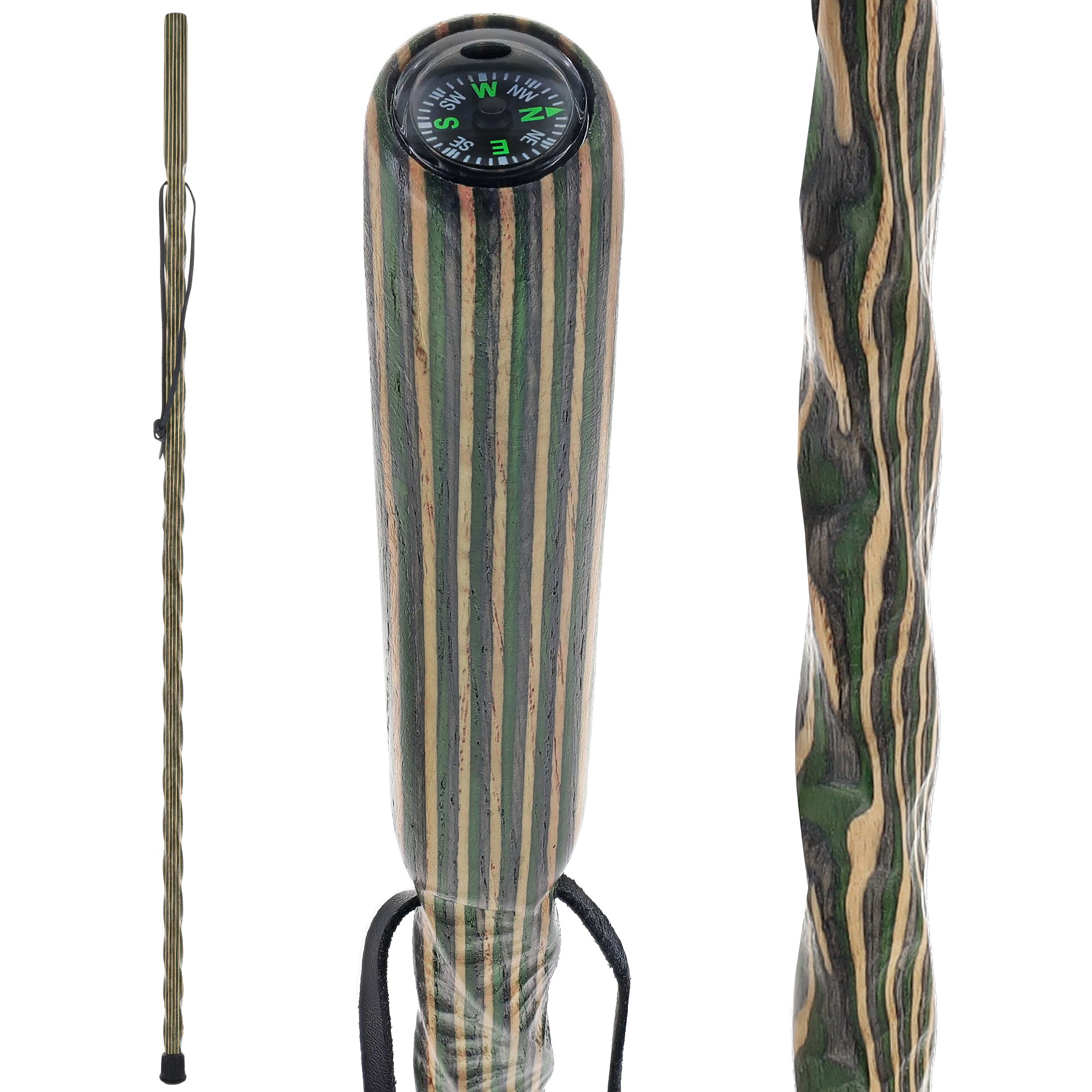 USA-Made Bean Colortone Hiking Staff: Rustic, Compass