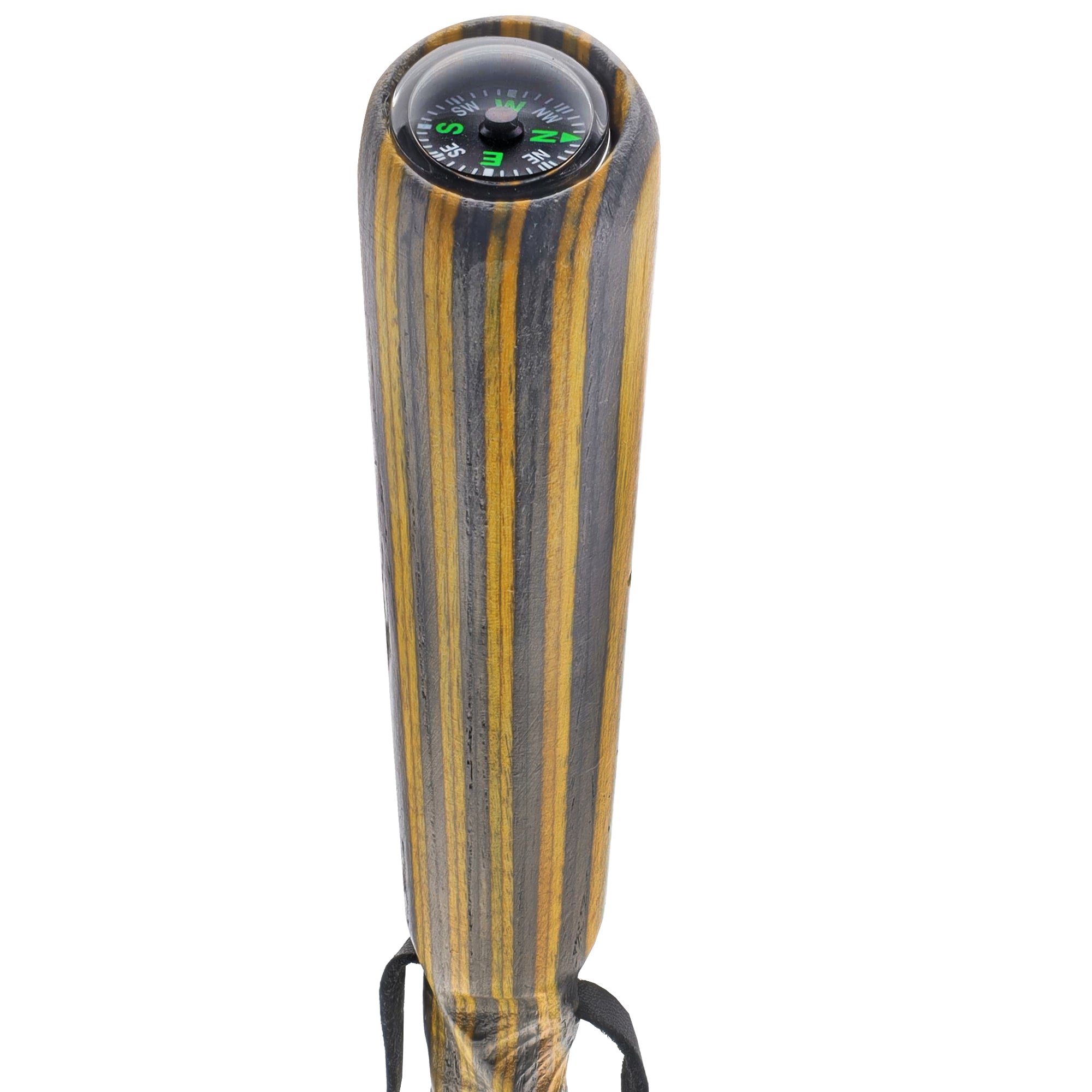 USA-Made Black/Yellow Colortone Hiking Staff: Rustic, Compass