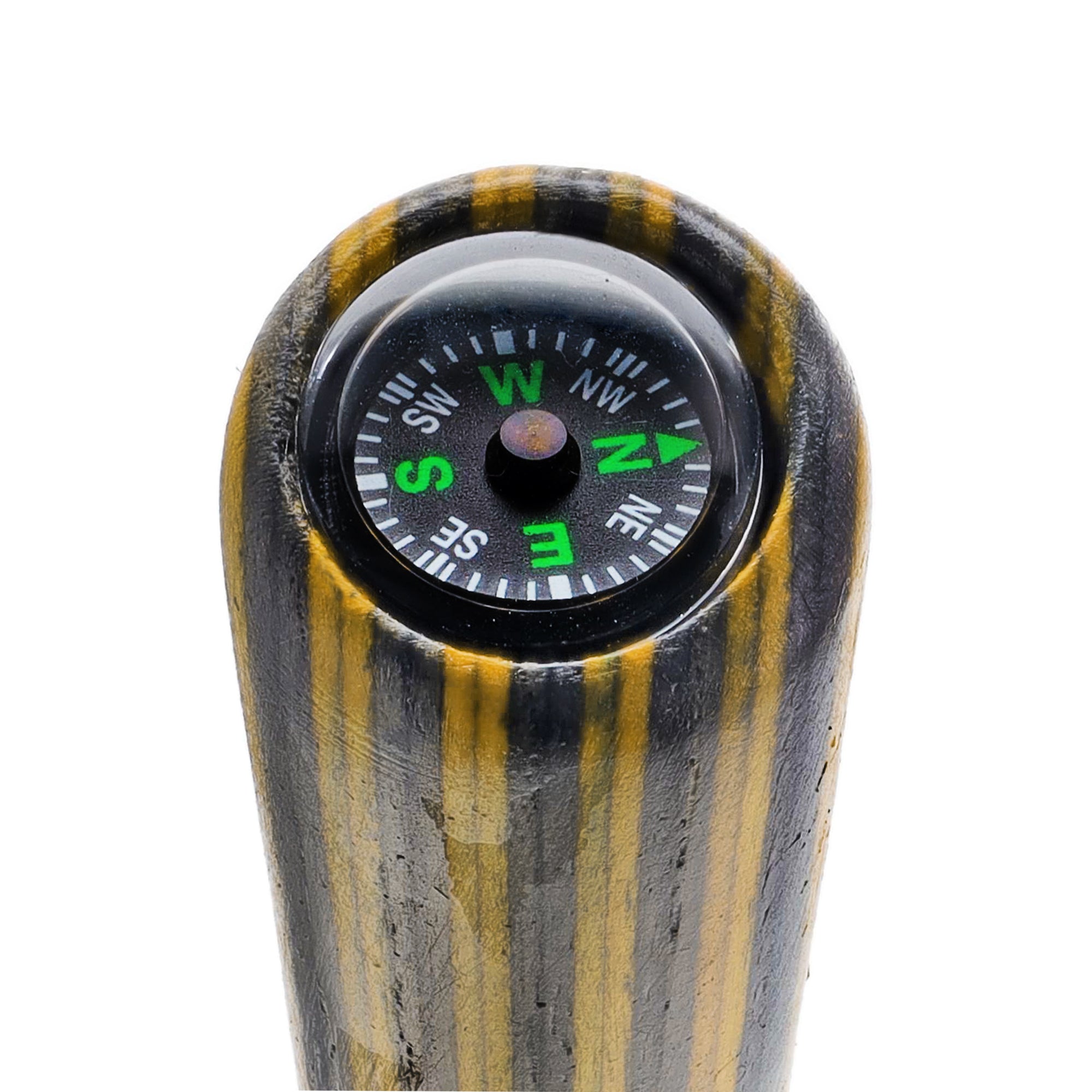USA-Made Black/Yellow Colortone Hiking Staff: Rustic, Compass