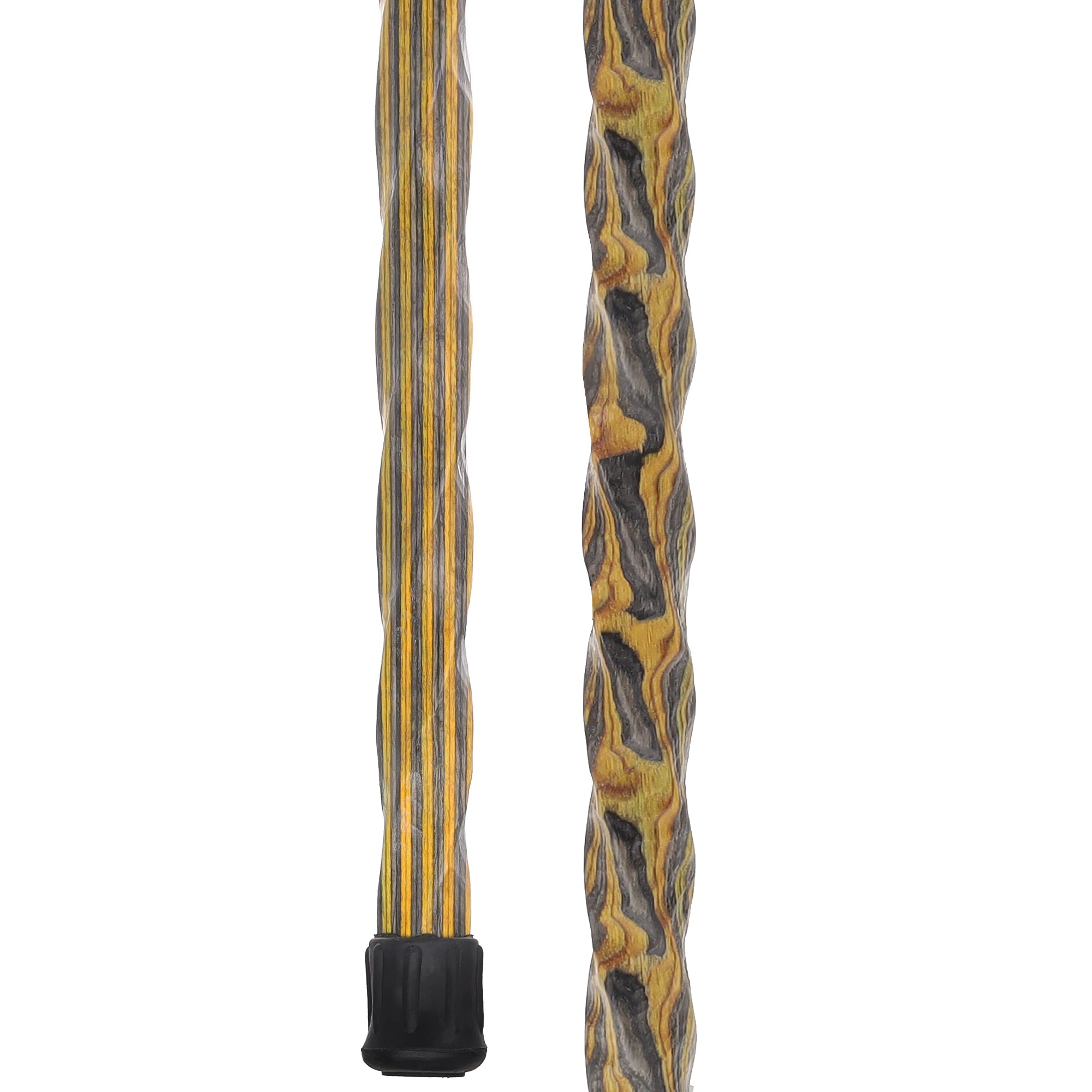 USA-Made Black/Yellow Colortone Hiking Staff: Rustic, Compass