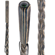 USA-Made Caribbean Wave Colorwood Hiking Staff: Rustic, Compass