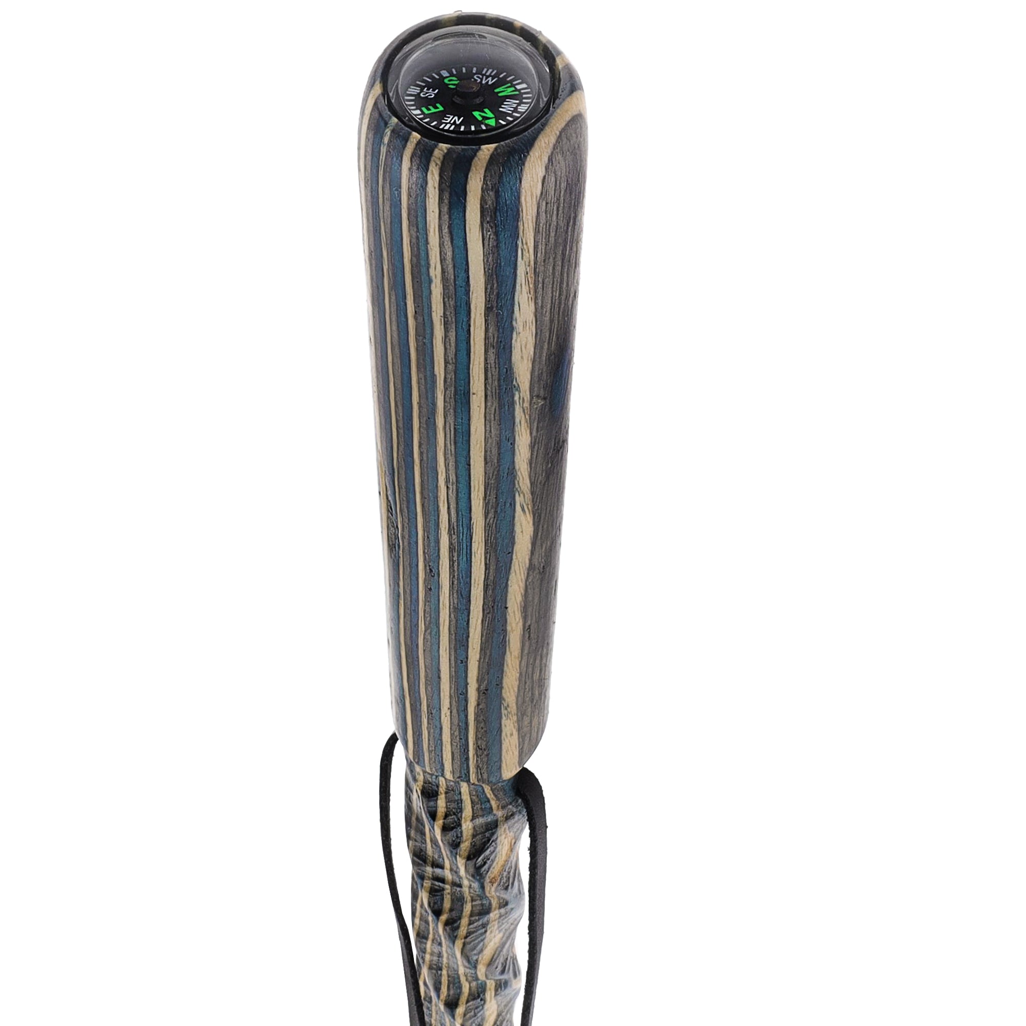 USA-Made Caribbean Wave Colorwood Hiking Staff: Rustic, Compass