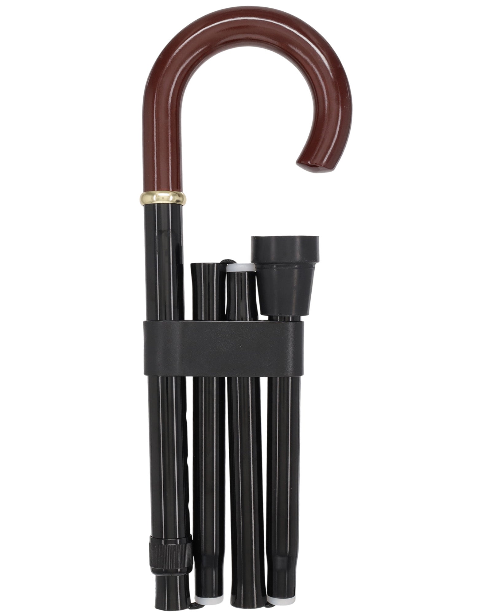 Folding Cane: Solid wood Crook Handle & aluminum shaft