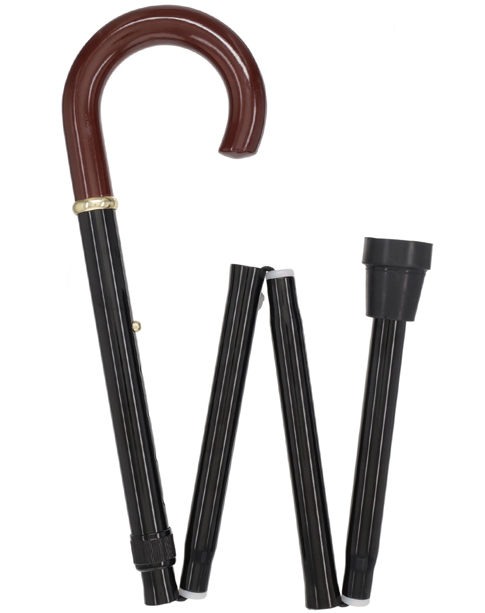 Folding Cane: Solid wood Crook Handle & aluminum shaft