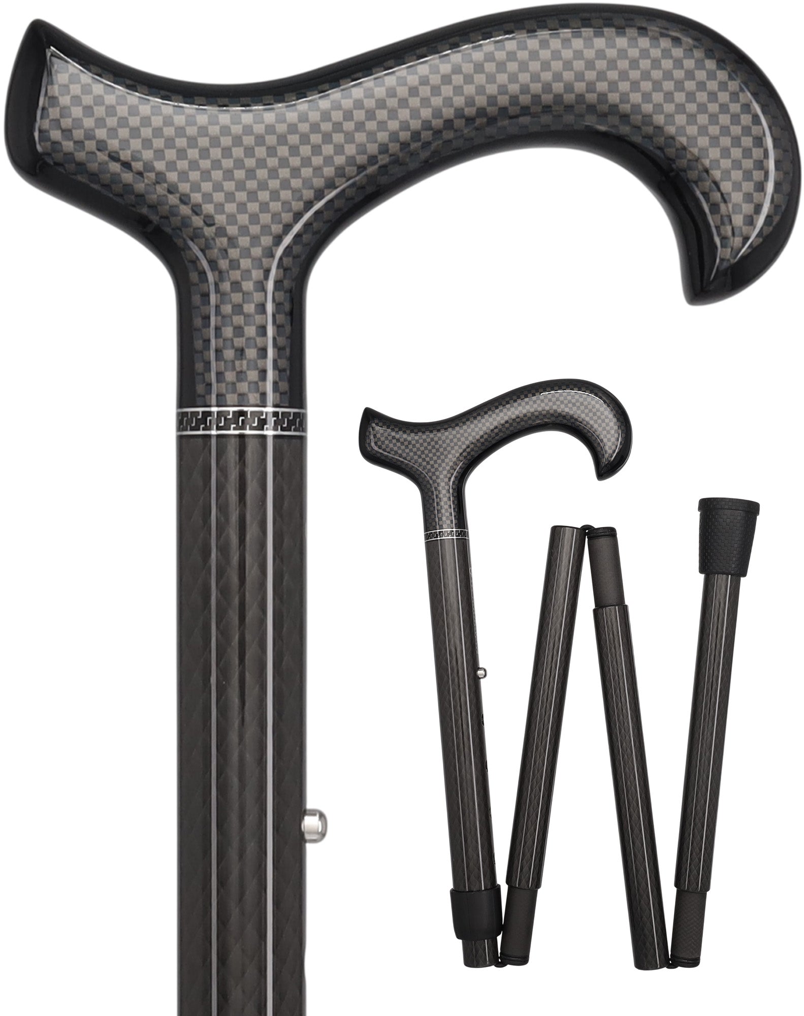 Premium Carbon Fiber Cane, Triple Wound, Adjustable & Foldable