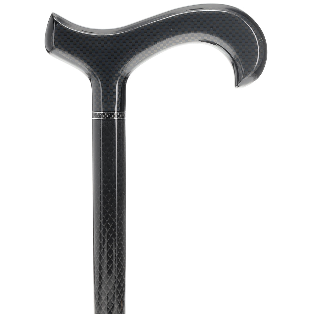 Black Carbon Fiber Derby: Triple Wound, Adjustable Cane
