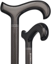 Black Carbon Fiber Derby: Triple Wound, Adjustable Cane