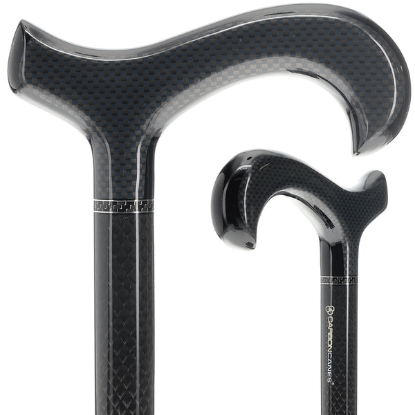 Black Carbon Fiber Derby: Triple Wound, Adjustable Cane