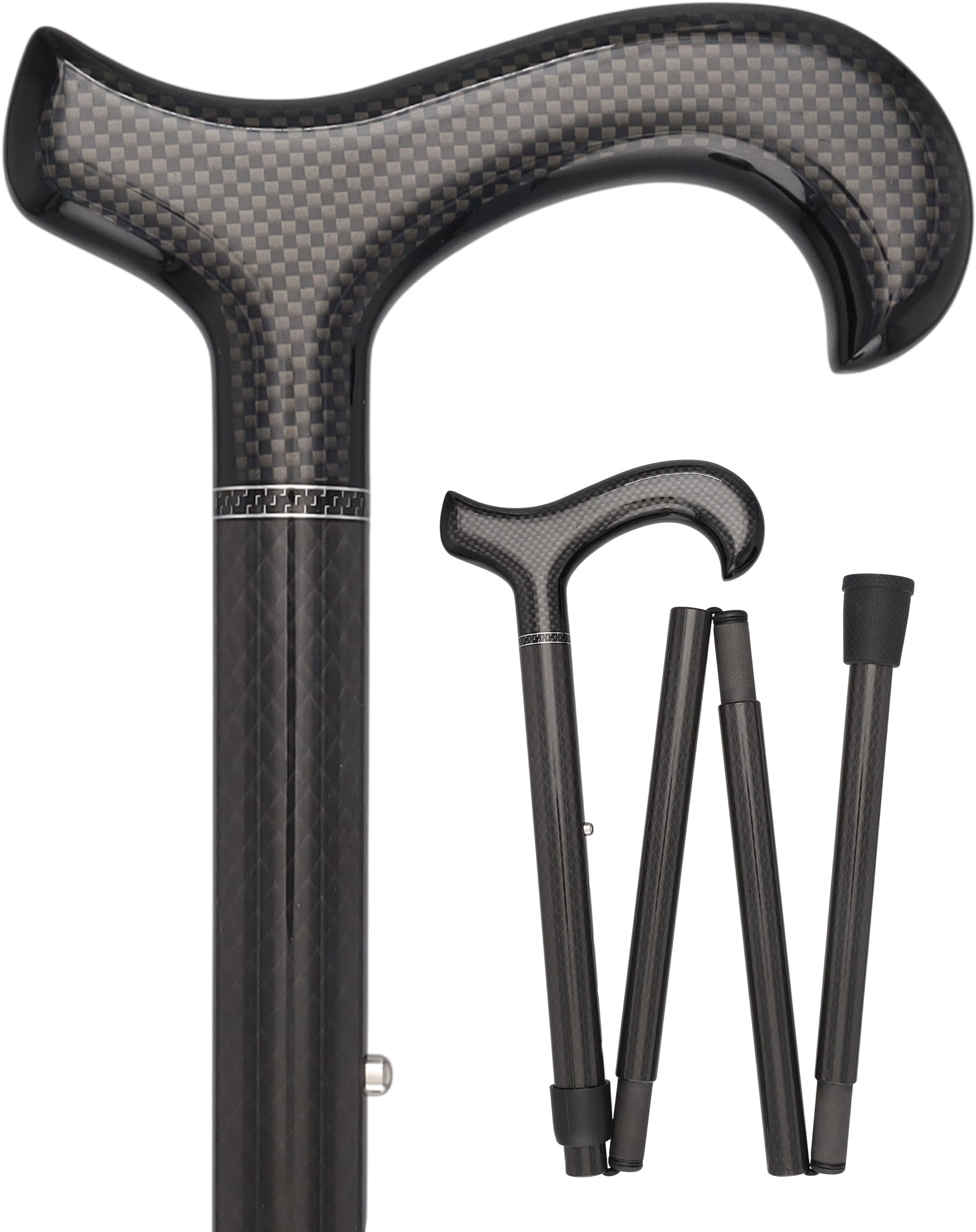 Extra Tall, Folding Carbon Fiber Derby Cane - Adjustable