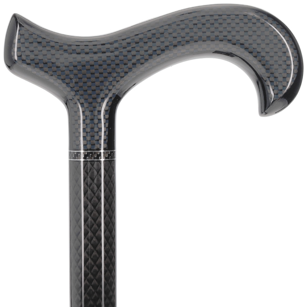 Extra Tall Black Carbon Fiber Derby Cane - Triple Wound