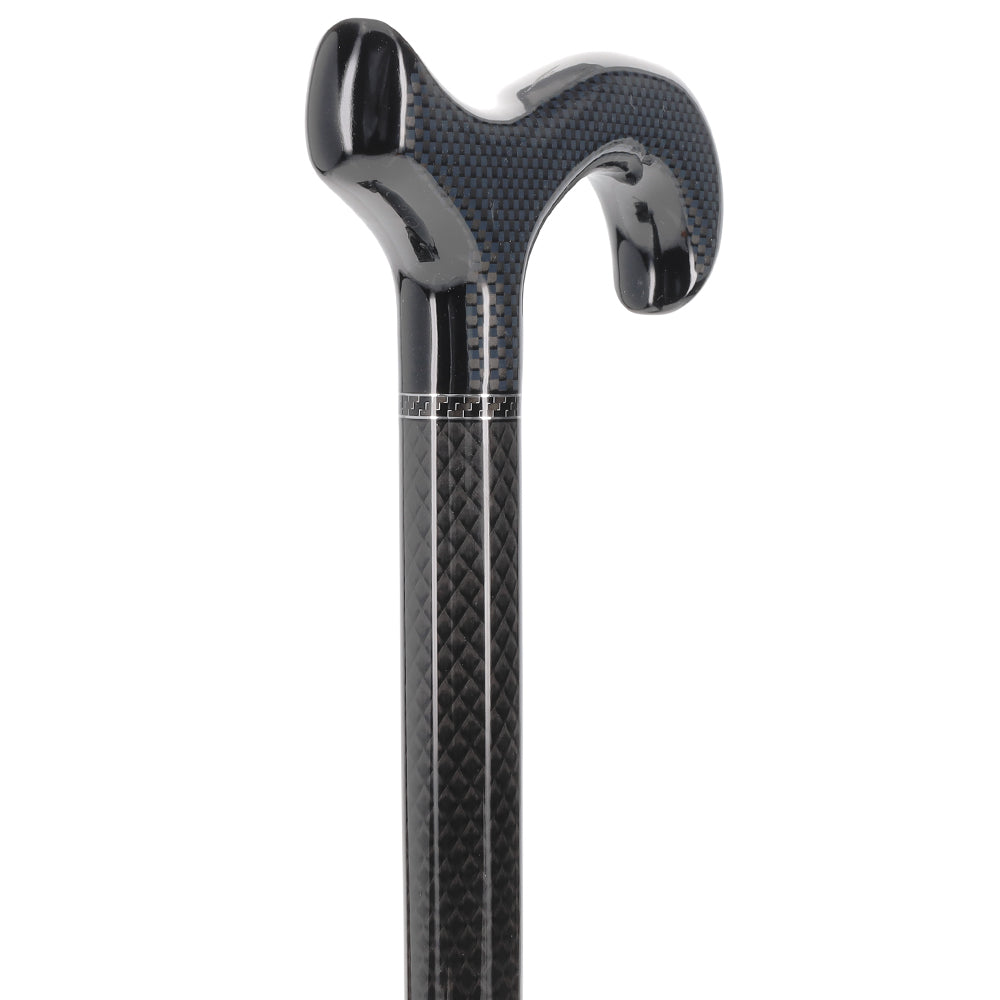 Extra Tall Black Carbon Fiber Derby Cane - Triple Wound