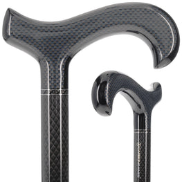 Scratch and Dent Sleek Carbon Fiber Cane: Mesh Pattern, Black Handle V3457